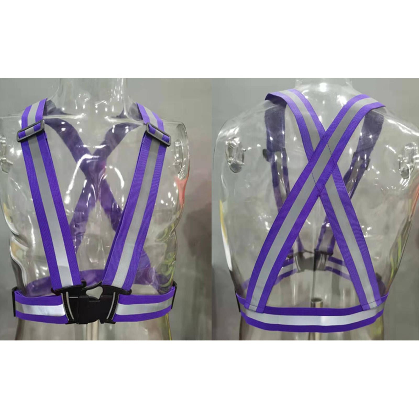 Adjustable Safety Security Visibility Reflective Vest Gear Purple