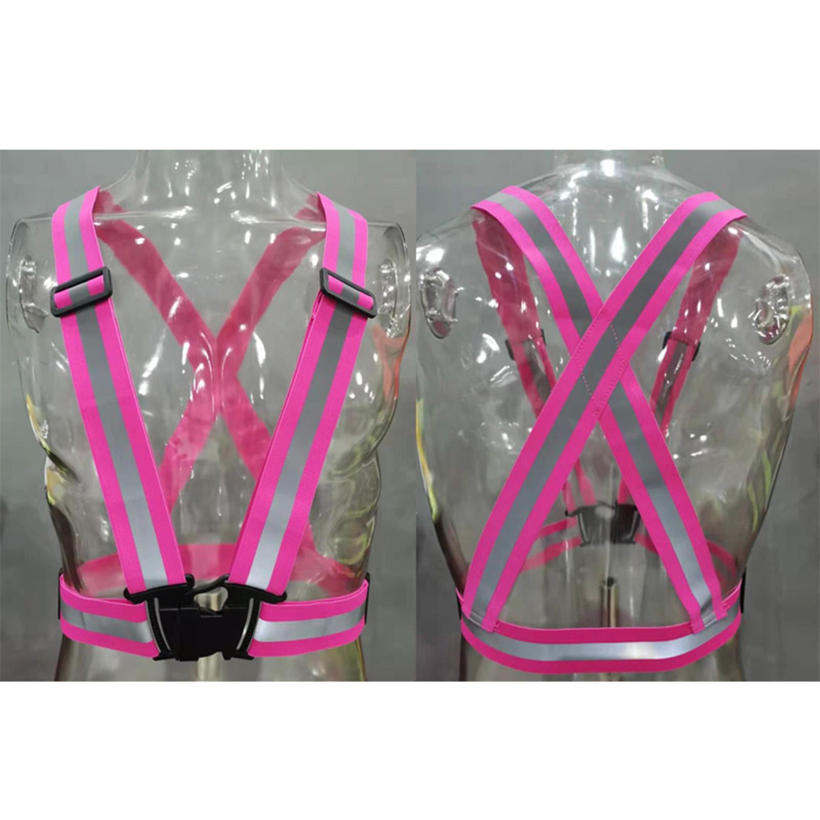 Adjustable Safety Security Visibility Reflective Vest Gear Rose Red