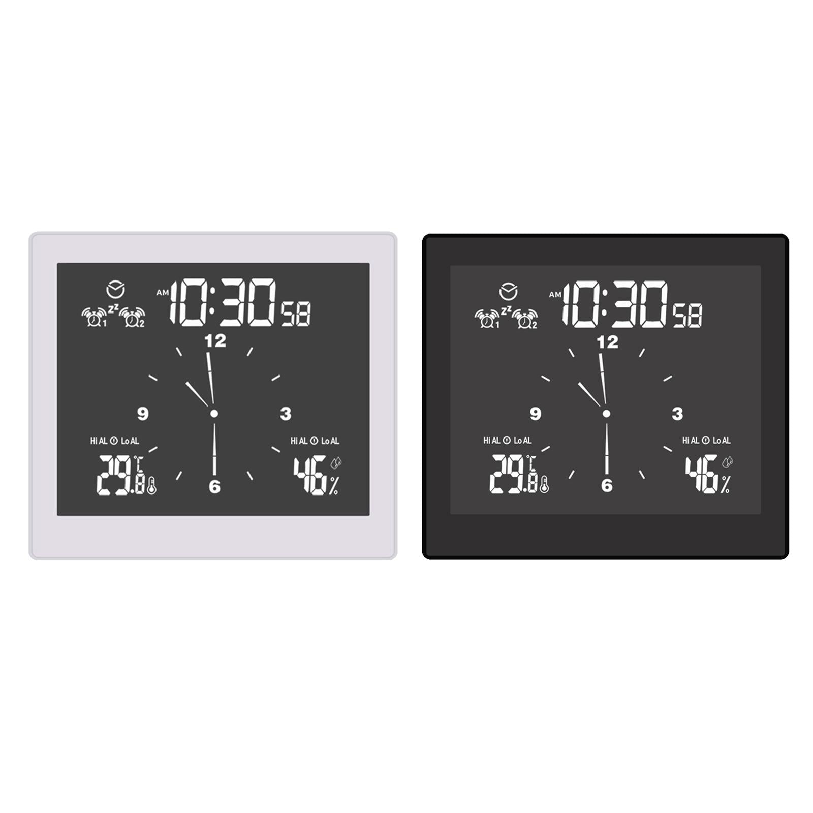 Desktop Wall Digital LCD Shower Clock Humidity Temperature LCD Display White