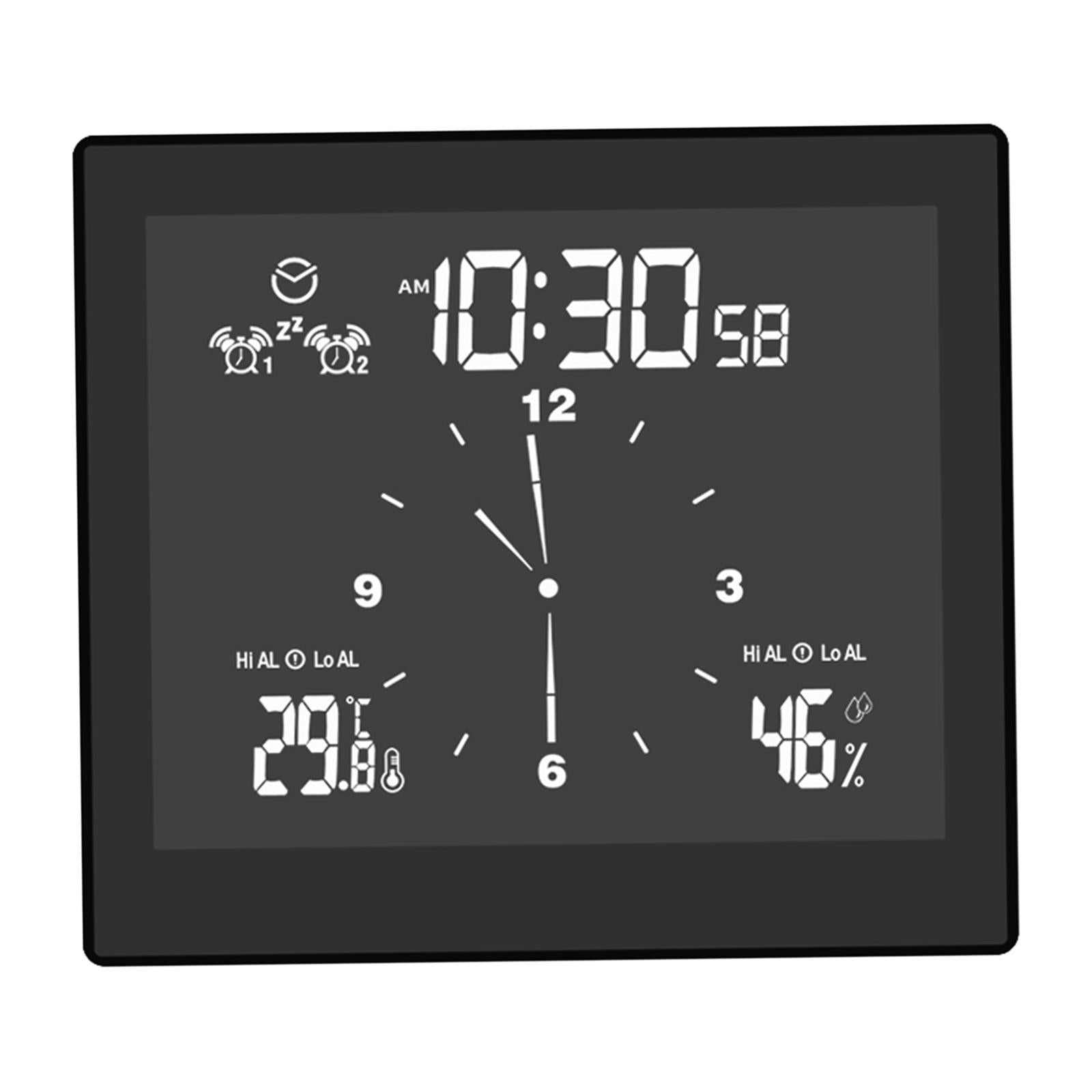 Desktop Wall Digital LCD Shower Clock Humidity Temperature LCD Display Black