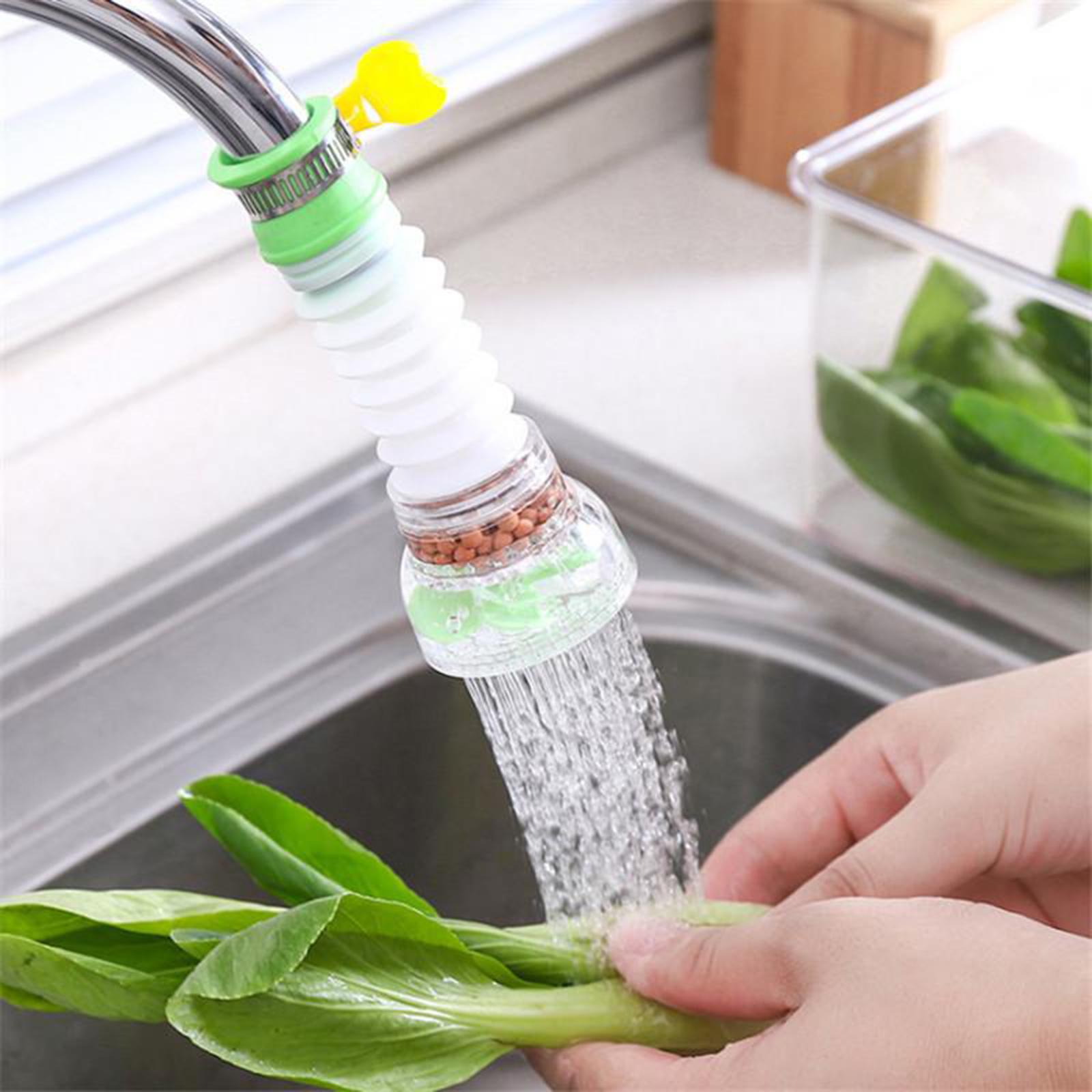 360 Deg Adjustable Faucet Extender Aerator Sprayer Nozzle Water Filter Green