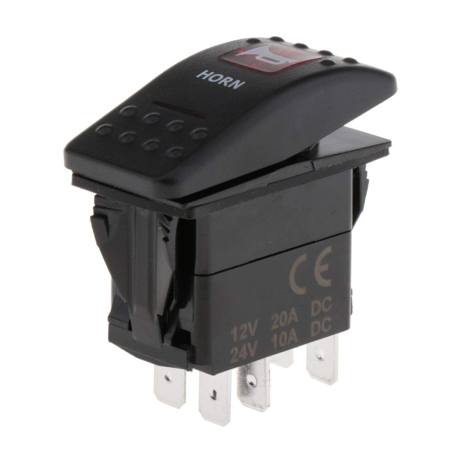 Heavy Duty LED Toggle Horn Switch Momentary ON/Off 5Pin Speaker Button