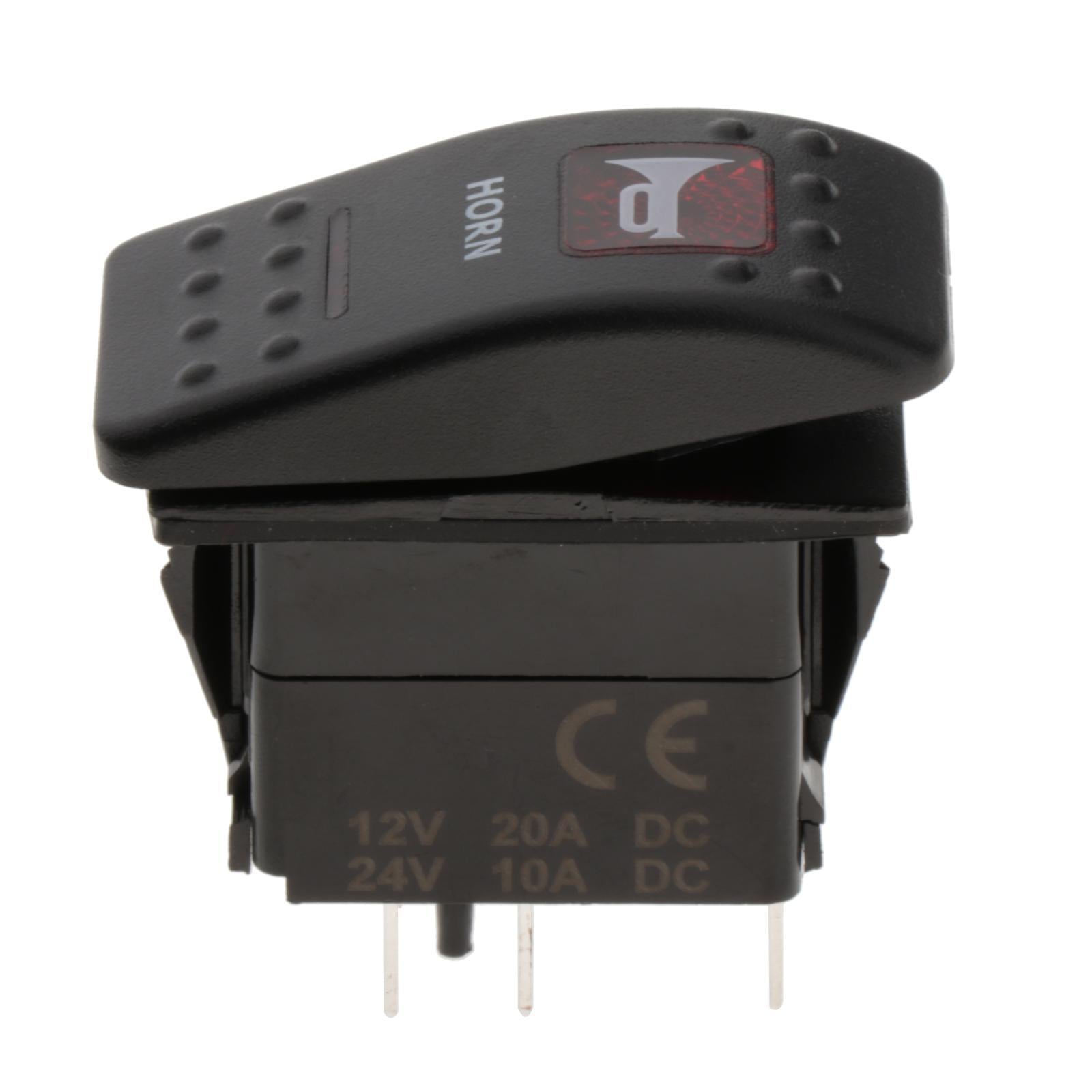 Heavy Duty LED Toggle Horn Switch Momentary ON/Off 5Pin Speaker Button