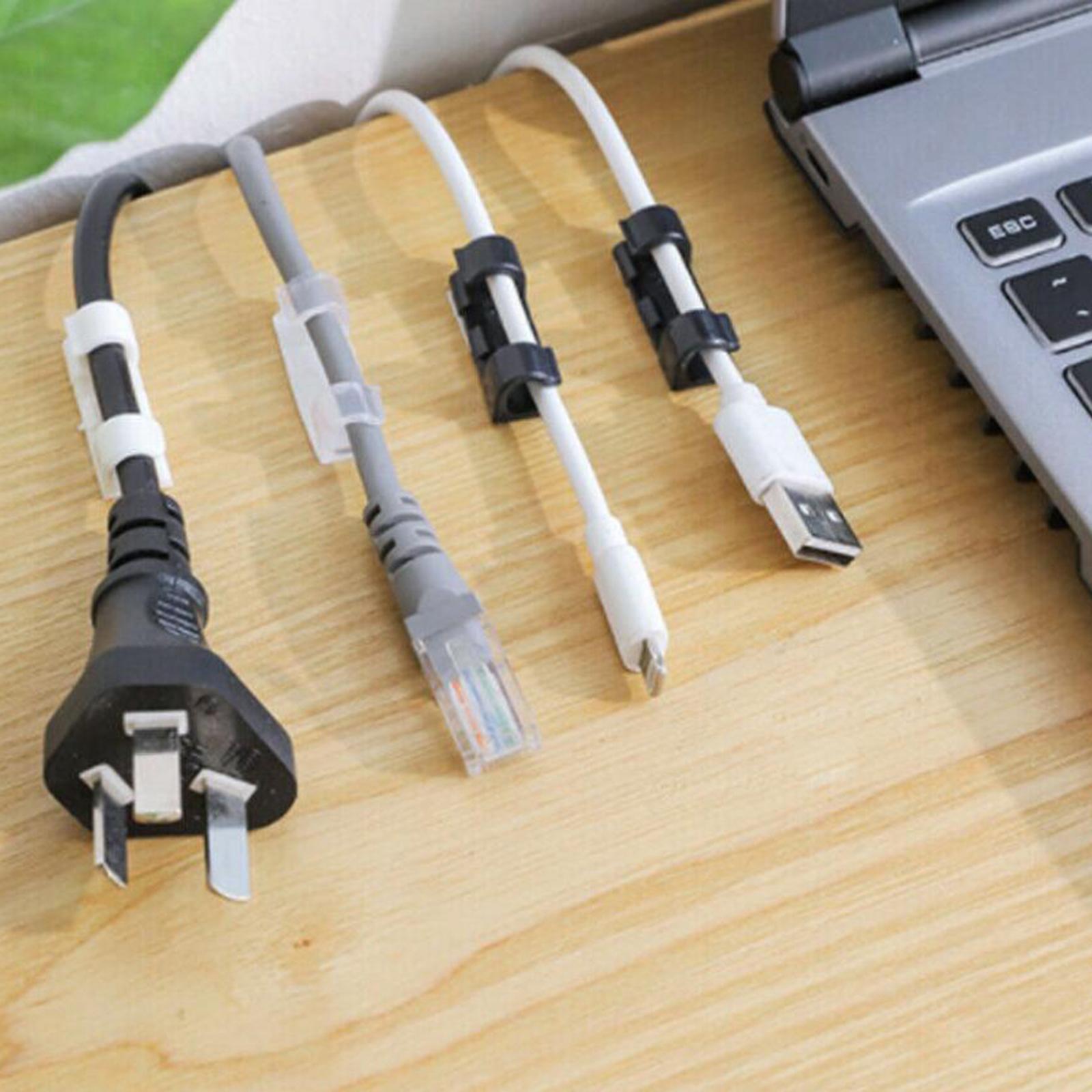 20x Cable Clips Cable Management Organizer Self Adhesive Cord Holder Clear
