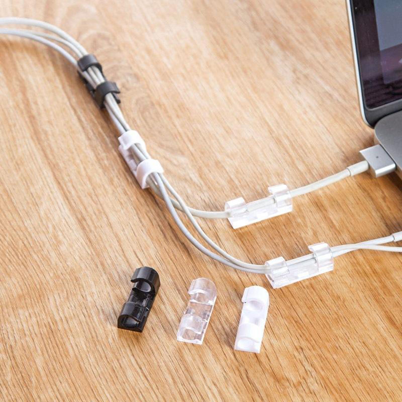 20x Cable Clips Cable Management Organizer Self Adhesive Cord Holder Black