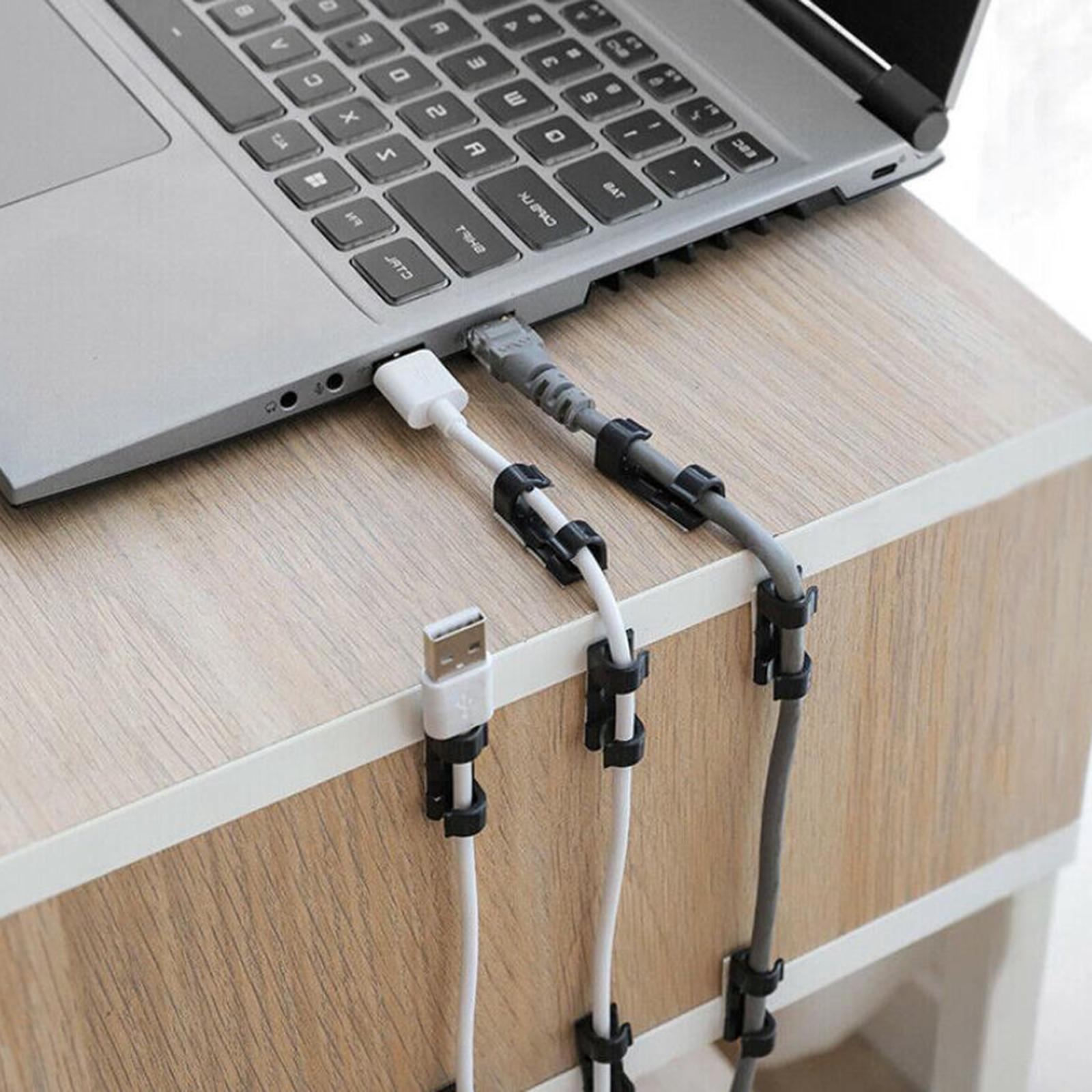 20x Cable Clips Cable Management Organizer Self Adhesive Cord Holder Black