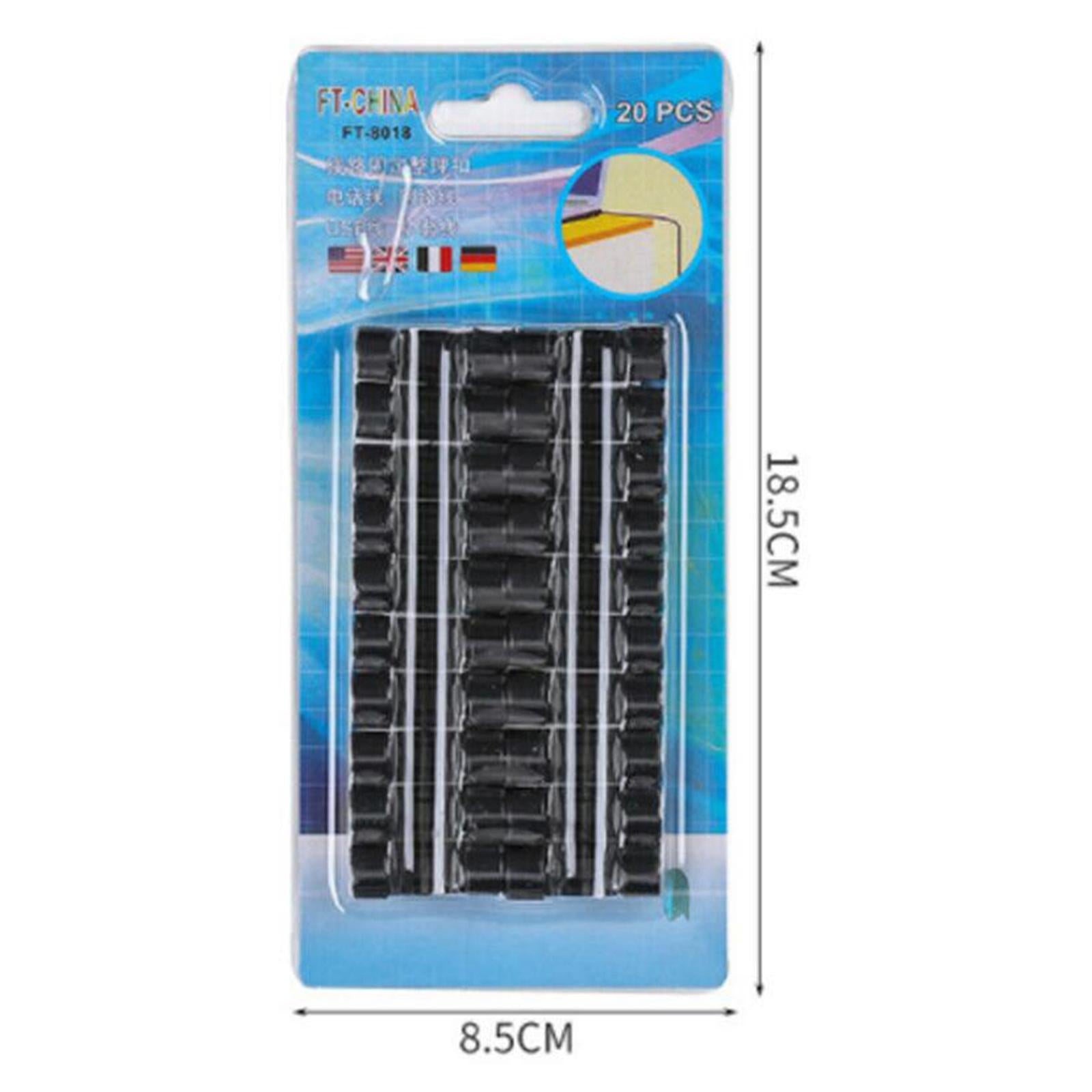 20x Cable Clips Cable Management Organizer Self Adhesive Cord Holder Black