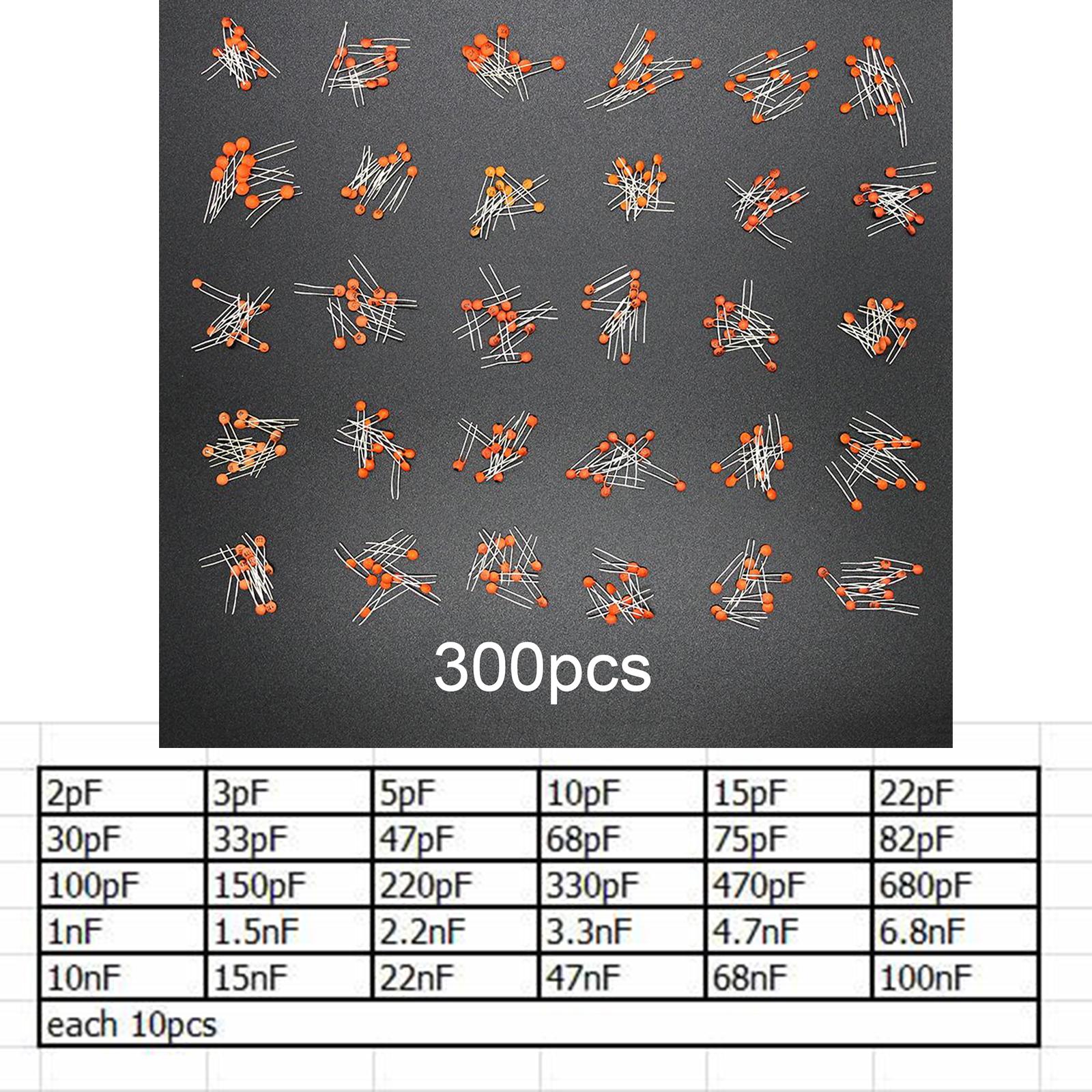 300pcs Ceramic Capacitor Assortment Kit 30 Values Electronic Components