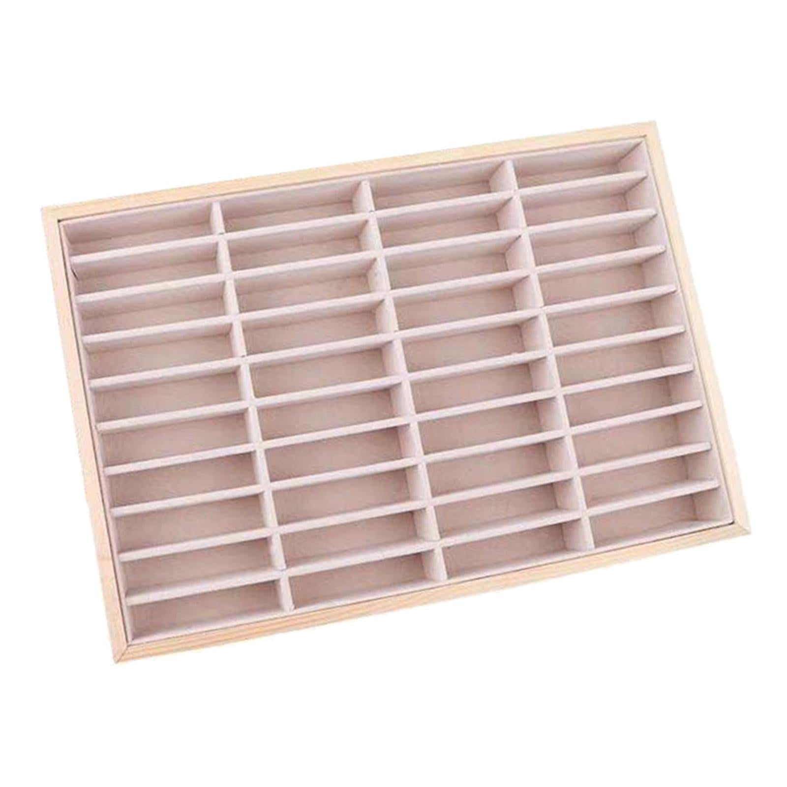 Wood Velvet Jewelry Organizer Display Case Tray Box for Necklaces Style 1
