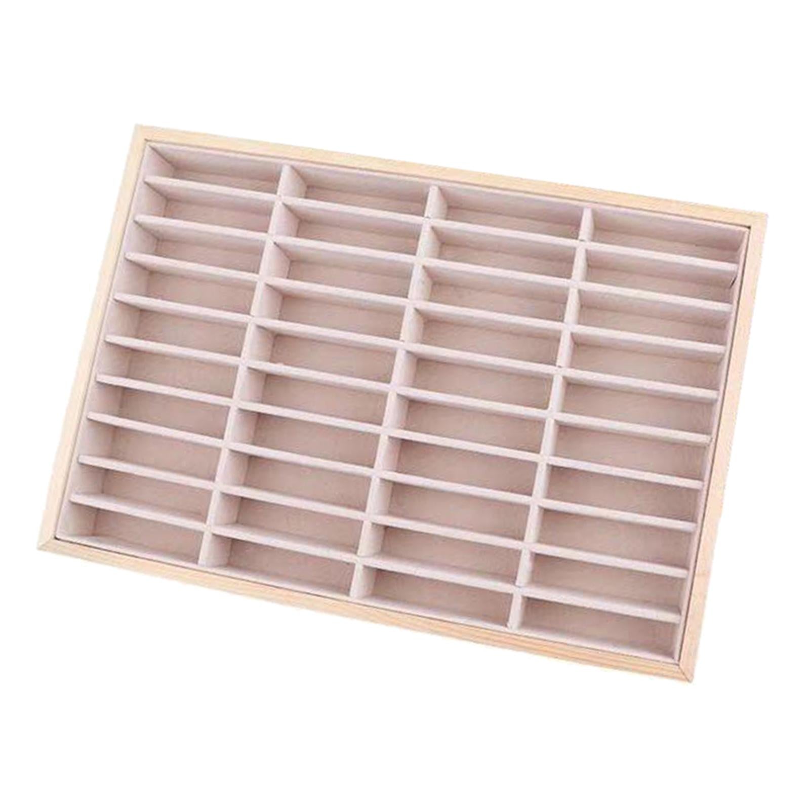 Wood Velvet Jewelry Organizer Display Case Tray Box for Necklaces Style 1