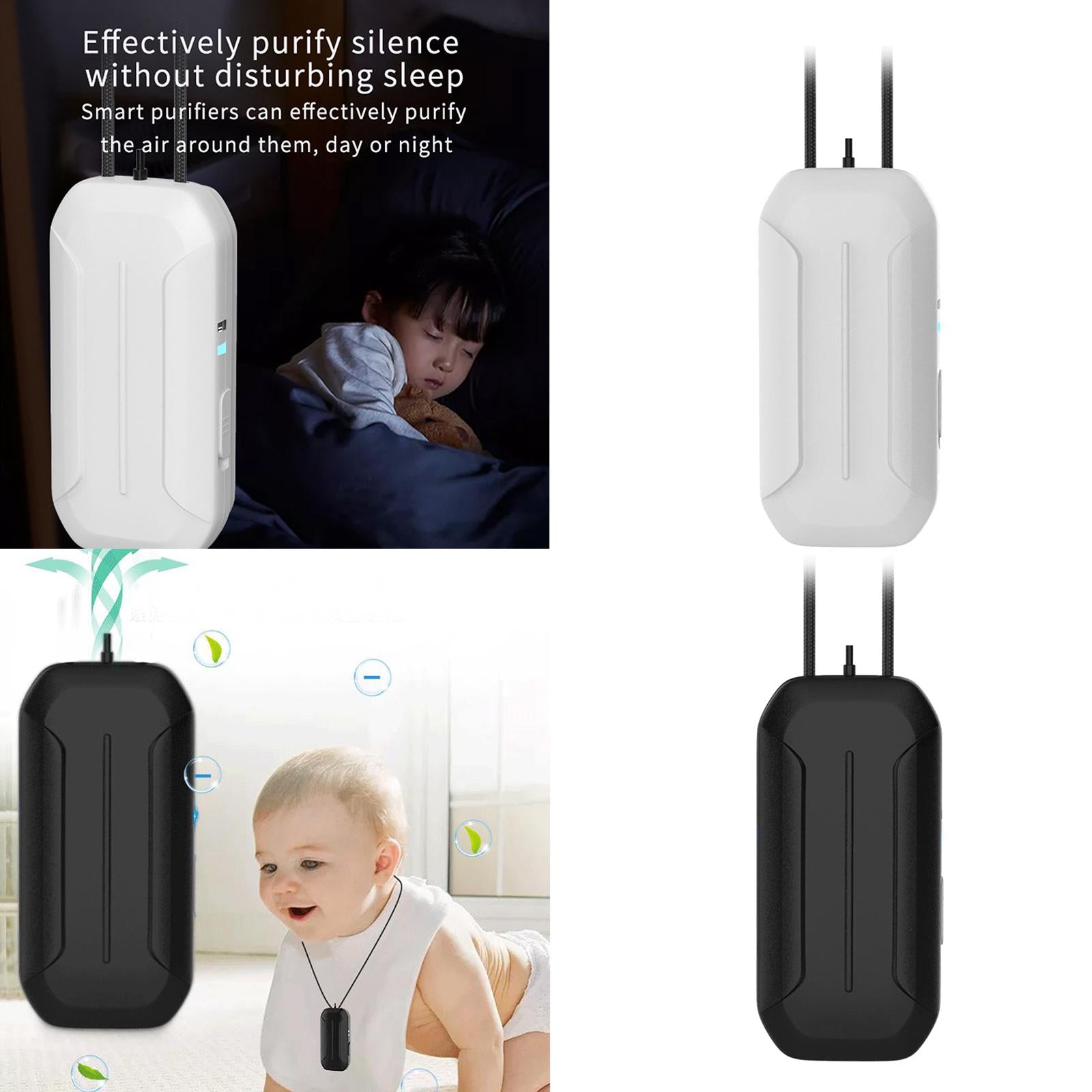 Portable Air Purifier Mini Air Necklace Negative Ion Air Freshener White