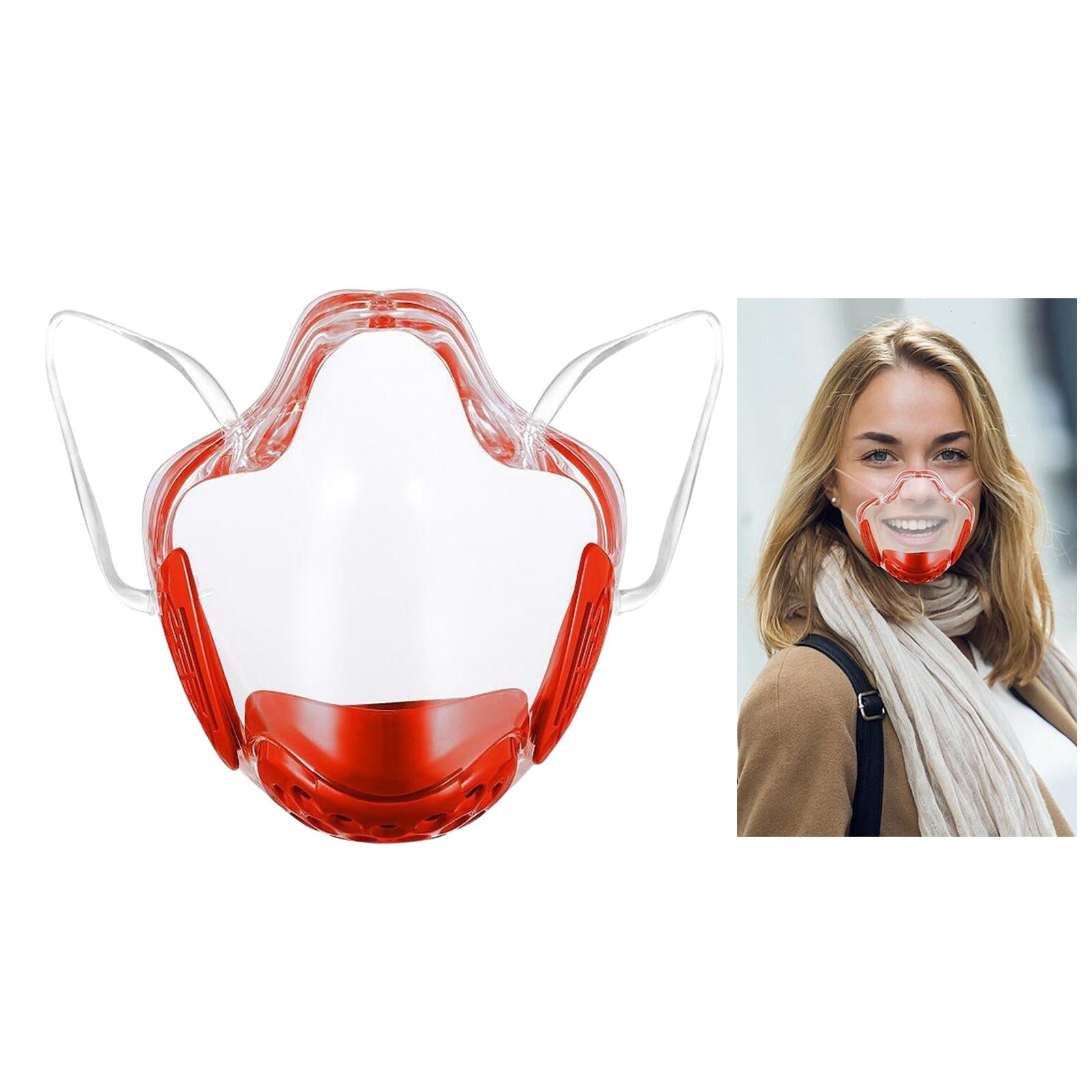 Transparent Clear Face Shield Mouth Cover Reusable Mouth Shields Red