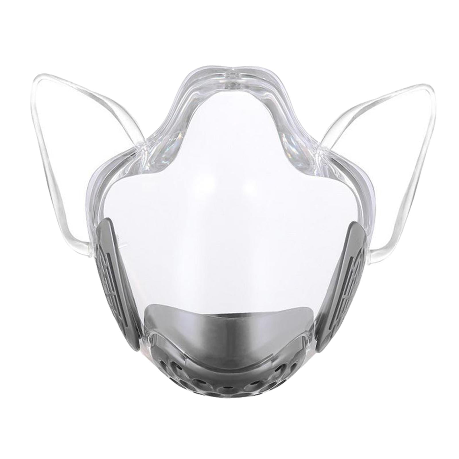 1x Transparent Clear Face Shield Mouth Cover Reusable Mouth Shields Gray