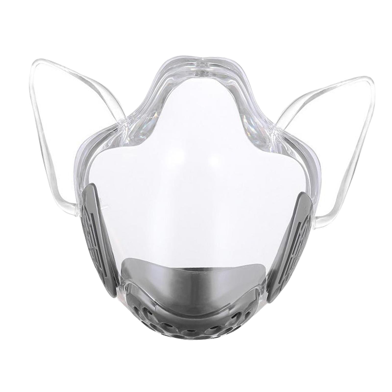 1x Transparent Clear Face Shield Mouth Cover Reusable Mouth Shields Gray