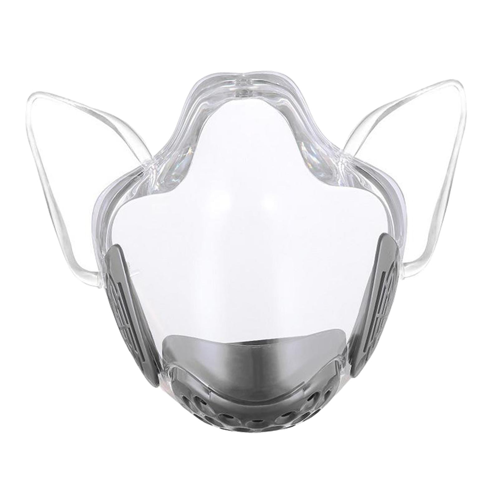 1x Transparent Clear Face Shield Mouth Cover Reusable Mouth Shields Gray