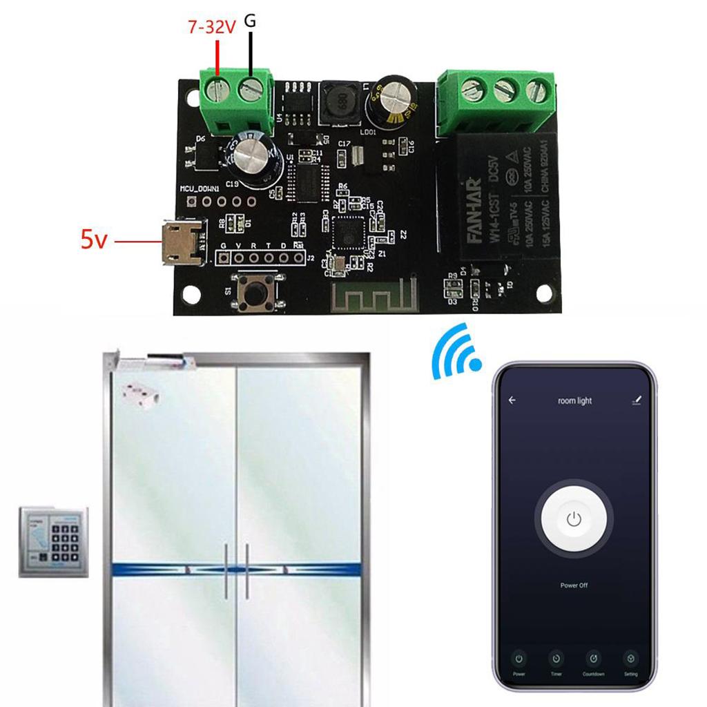 Wireless Inching WiFi Smart Switch Home Relay Module, 5V-32V, Self-locking