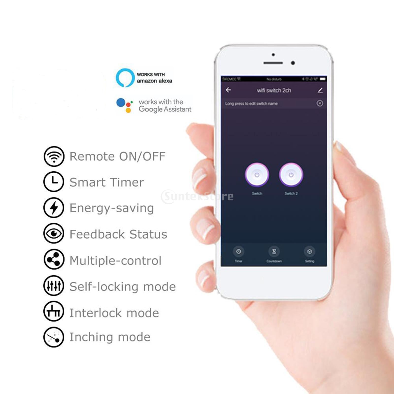 WiFi Relay Switch Smart Timer Remote on/off Feedback Status Multiple-control