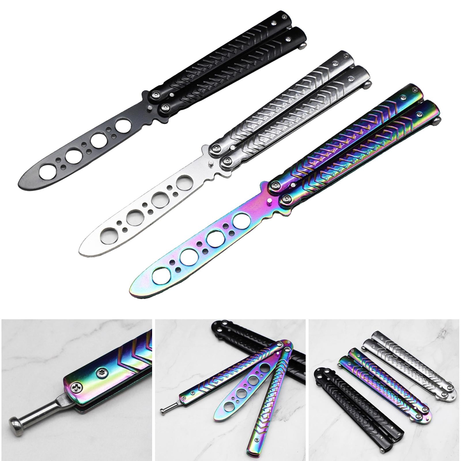 Butterfly Practice Knife Trainer Steel Training Tool Portable Black
