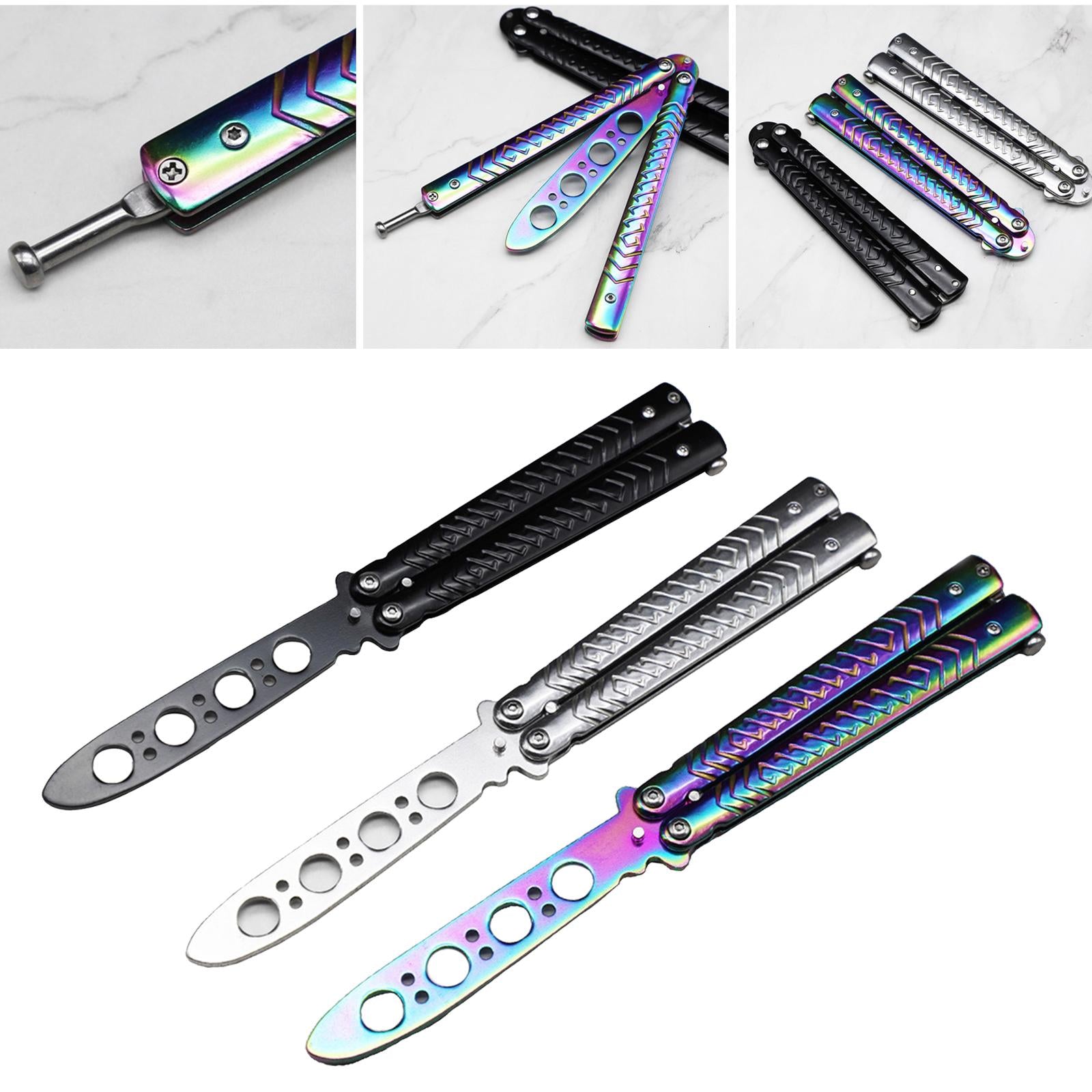 Butterfly Practice Knife Trainer Steel Training Tool Portable Black
