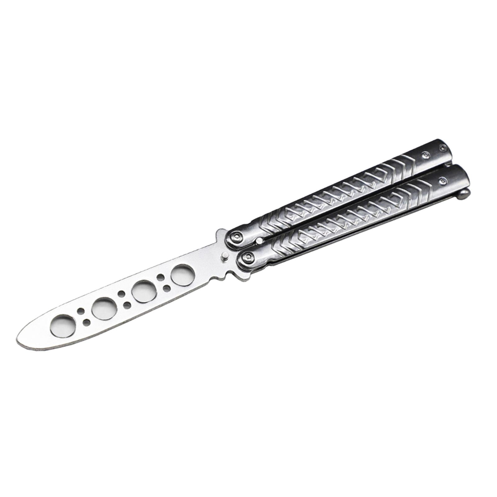Butterfly Practice Knife Trainer Steel Training Tool Portable Silver