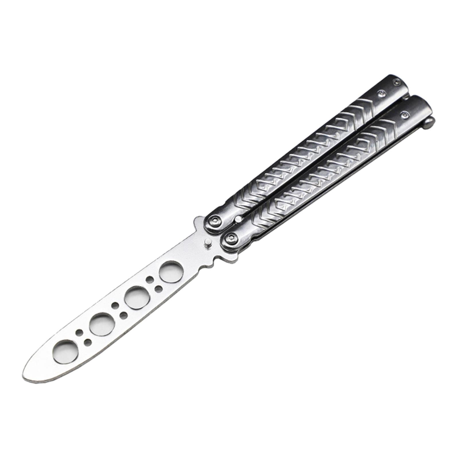 Butterfly Practice Knife Trainer Steel Training Tool Portable Silver