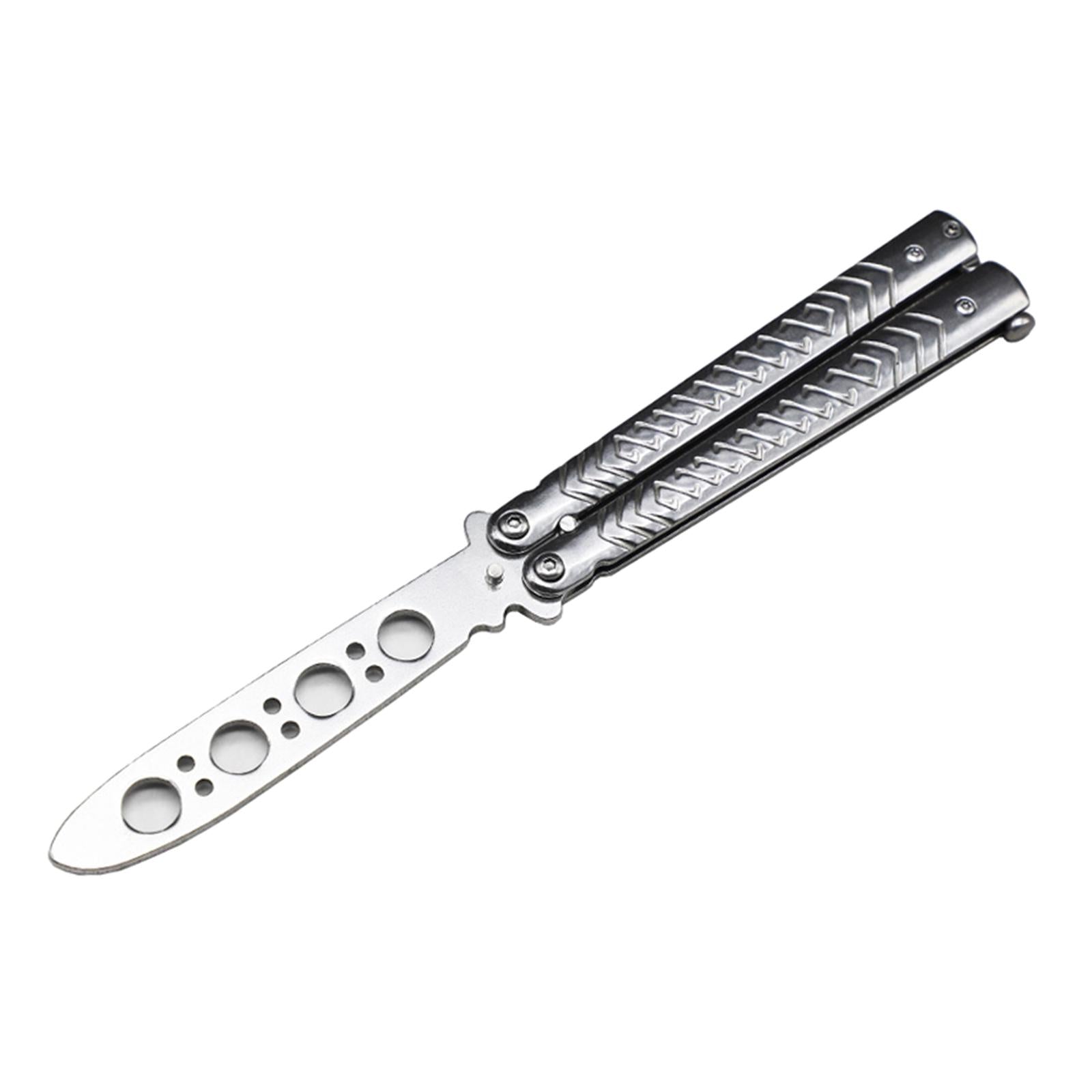 Butterfly Practice Knife Trainer Steel Training Tool Portable Silver