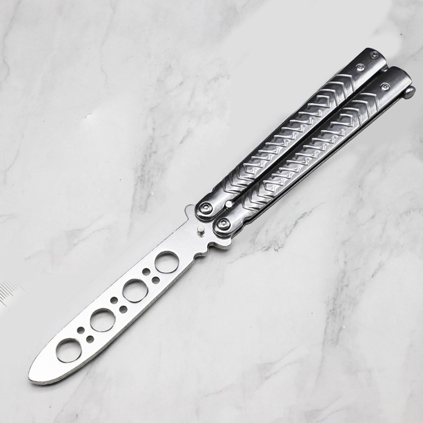 Butterfly Practice Knife Trainer Steel Training Tool Portable Silver