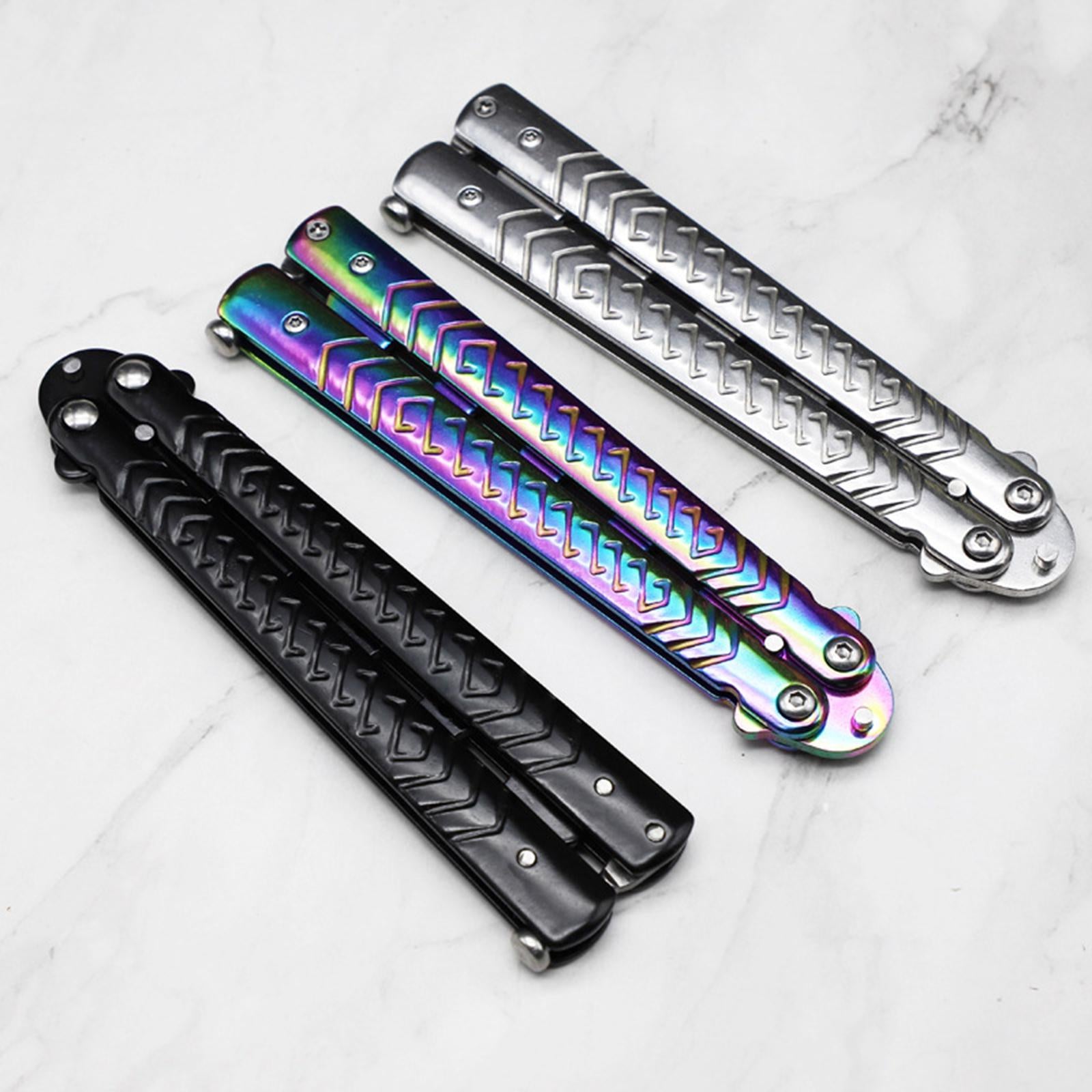 Butterfly Practice Knife Trainer Steel Training Tool Portable Silver