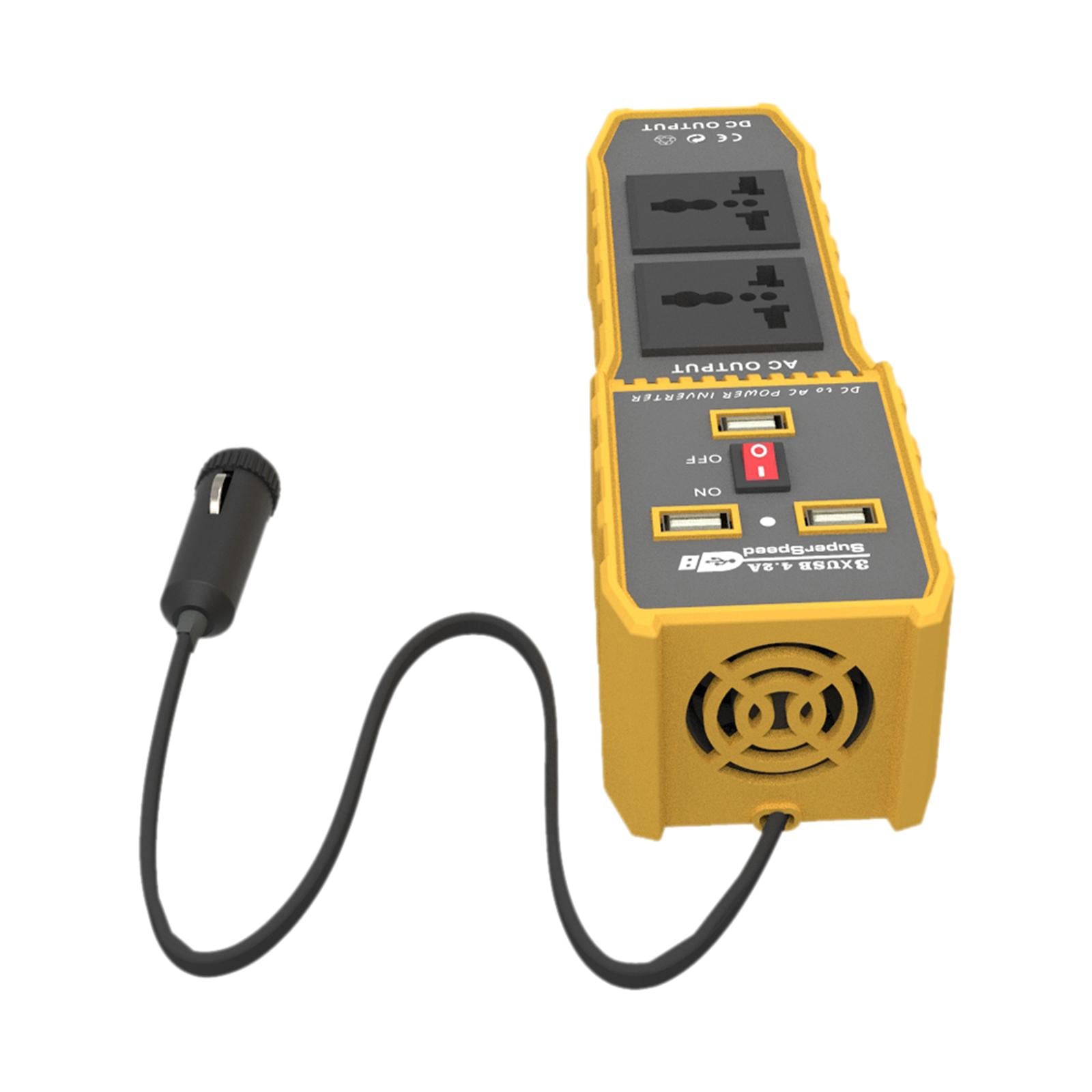 200W DC to AC Car Power Inverter Charger 3 Ports USB and 2 AC Outlets 220V