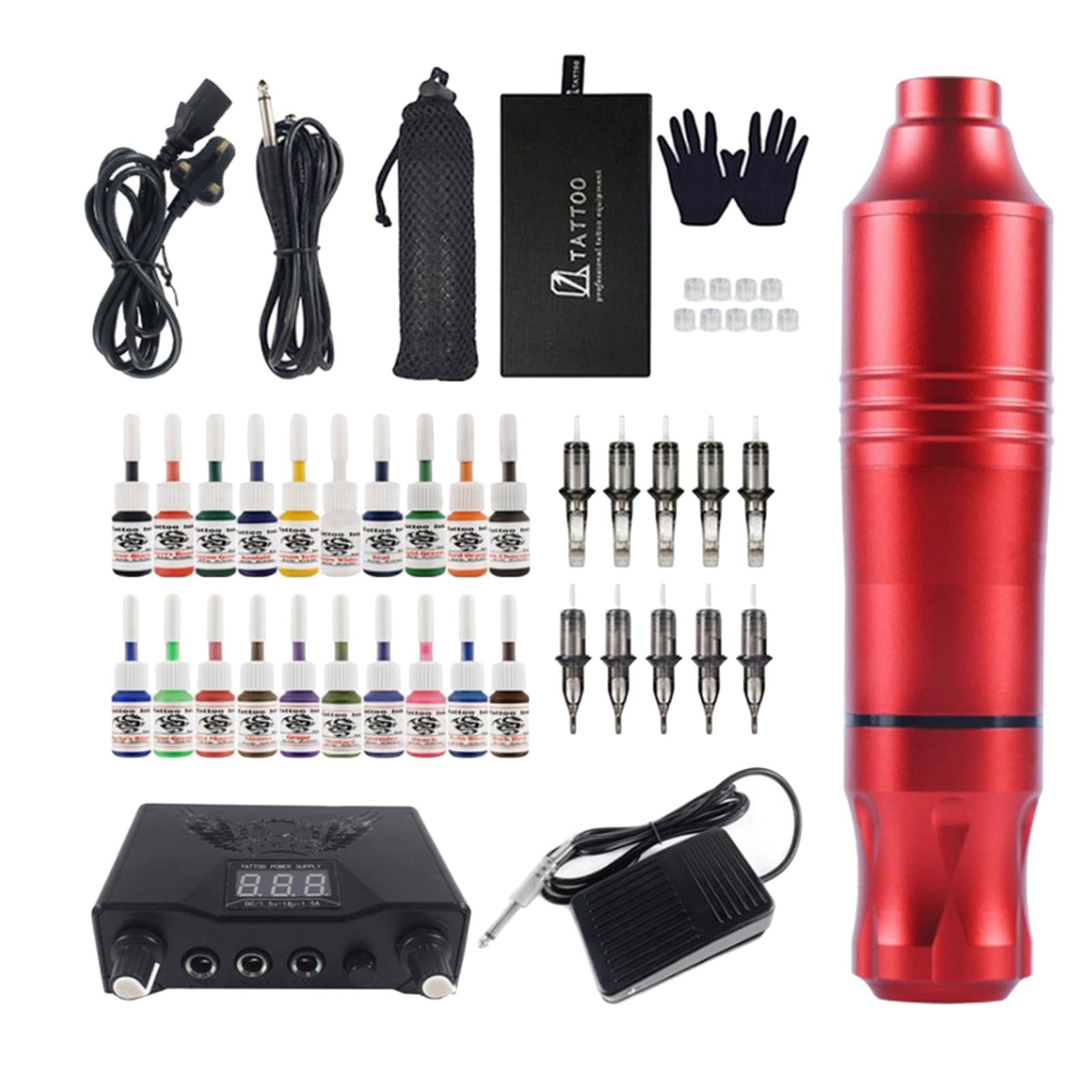 Complete Cartridge Tattoo Machine Pen Rotary Kit Makeup UK Red