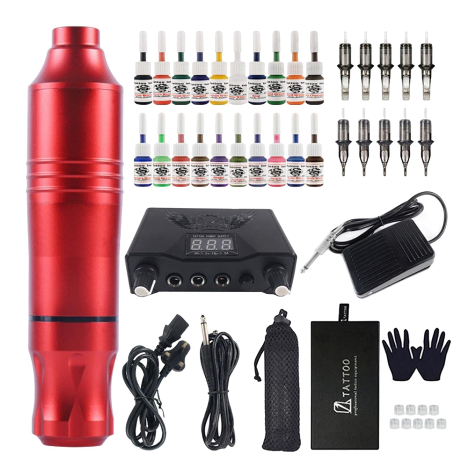 Complete Cartridge Tattoo Machine Pen Rotary Kit Makeup UK Red