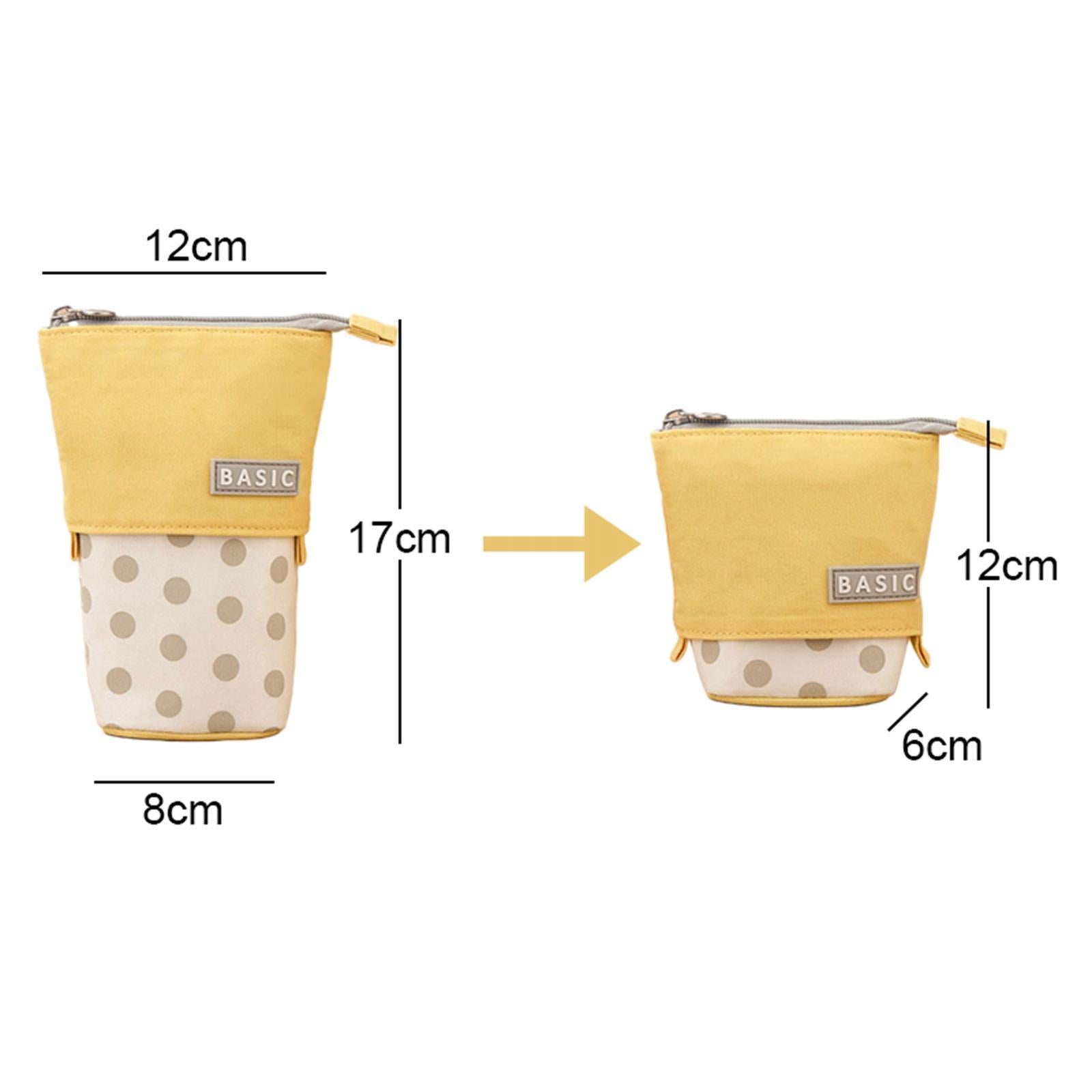 Pencil Telescopic Holder Bag Portable Canvas Cosmetic Pouch Gray Wave Point