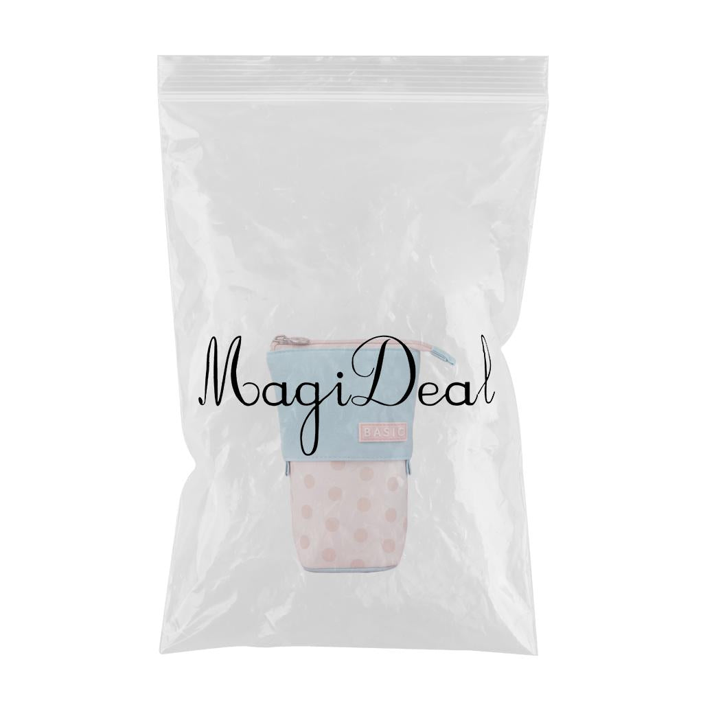Pencil Telescopic Holder Bag Portable Canvas Cosmetic Pouch Pink Wave Point