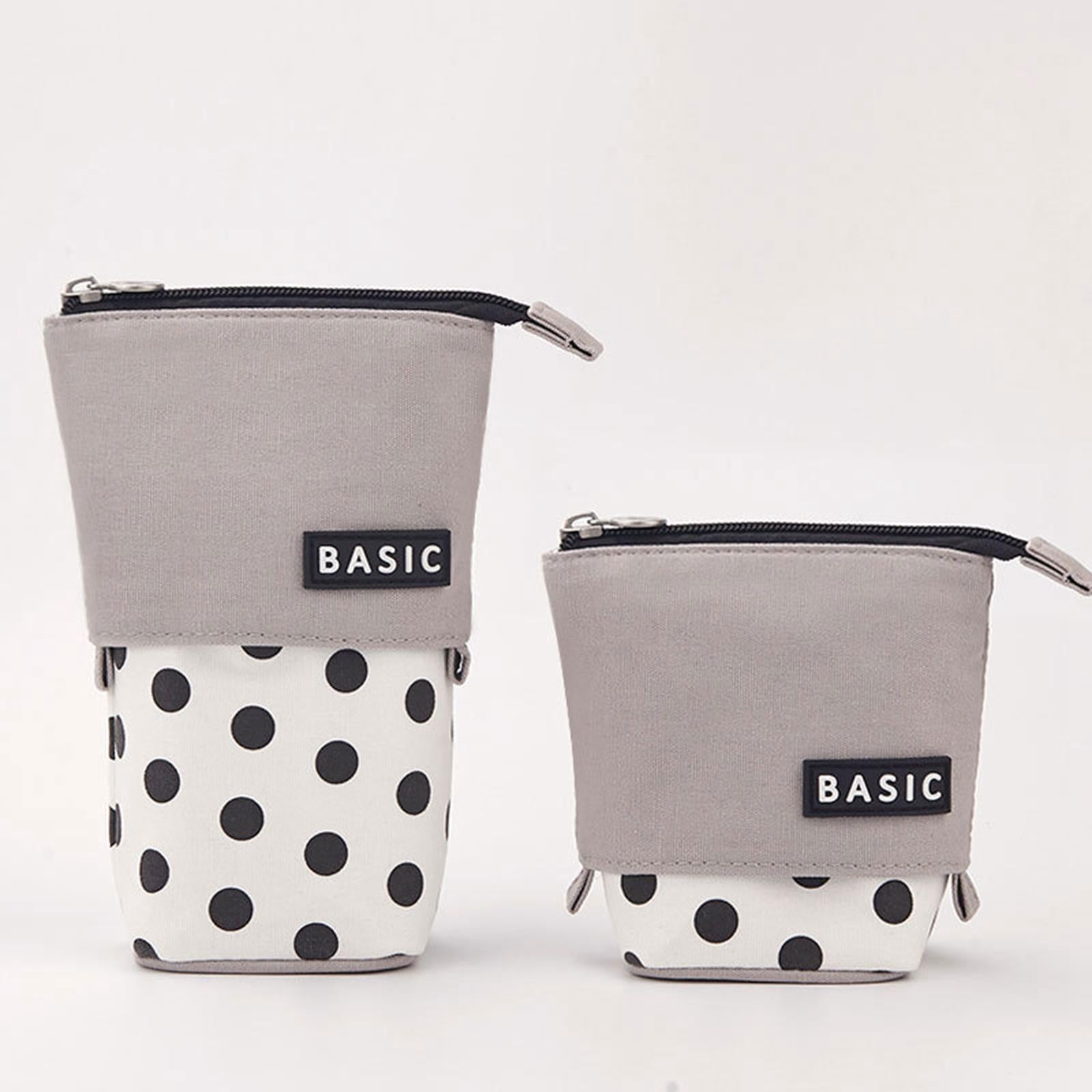 Pencil Telescopic Holder Bag Portable Canvas Cosmetic Pouch Black Wave Point
