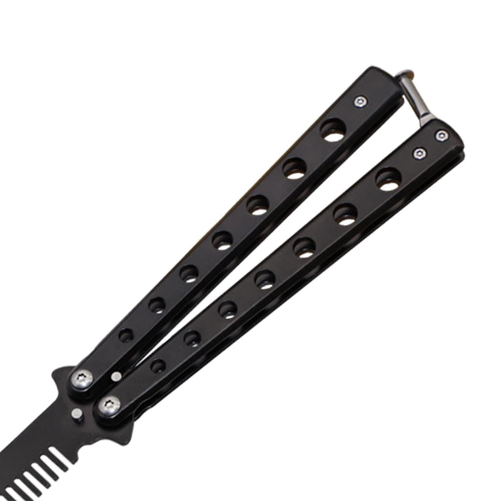 Foldable Beginner Butterfly Knife Practice Knife Combs Training Knife Black