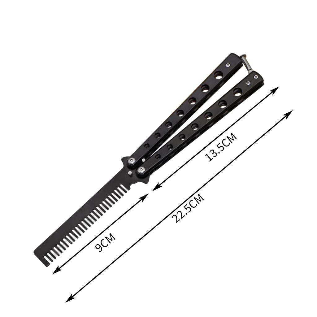 Foldable Beginner Butterfly Knife Practice Knife Combs Training Knife Black
