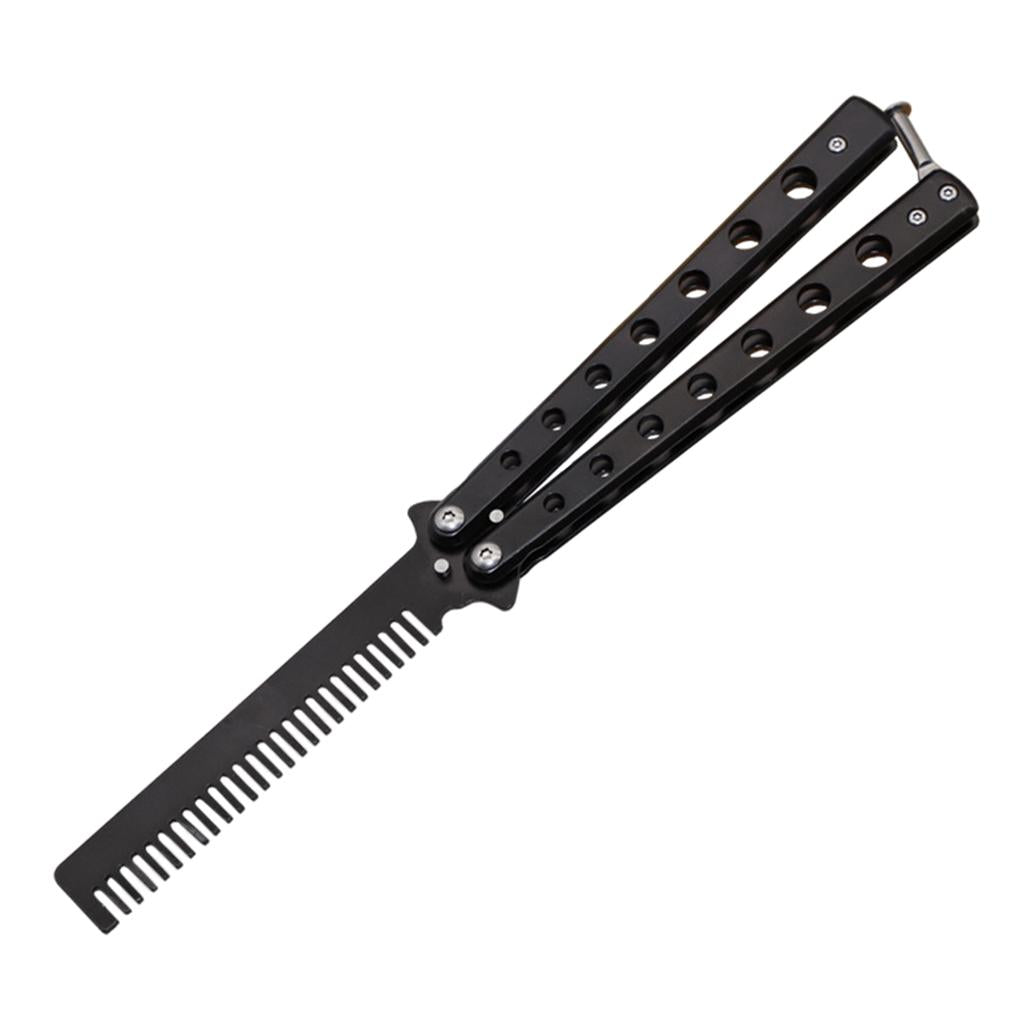 Foldable Beginner Butterfly Knife Practice Knife Combs Training Knife Black
