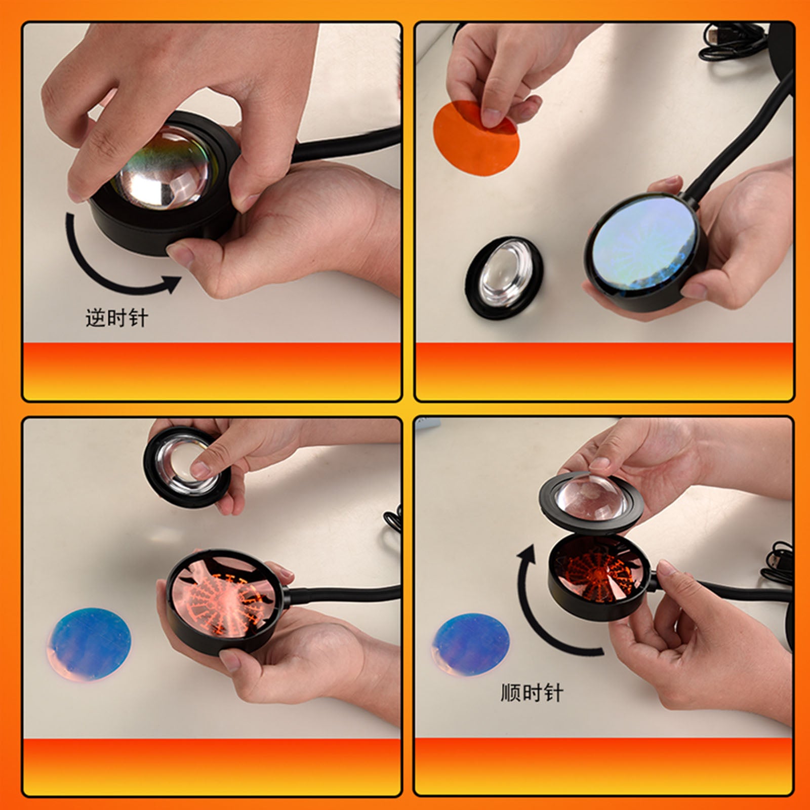 Smart Sunset Projector Projection Atmosphere LED Night Light USB