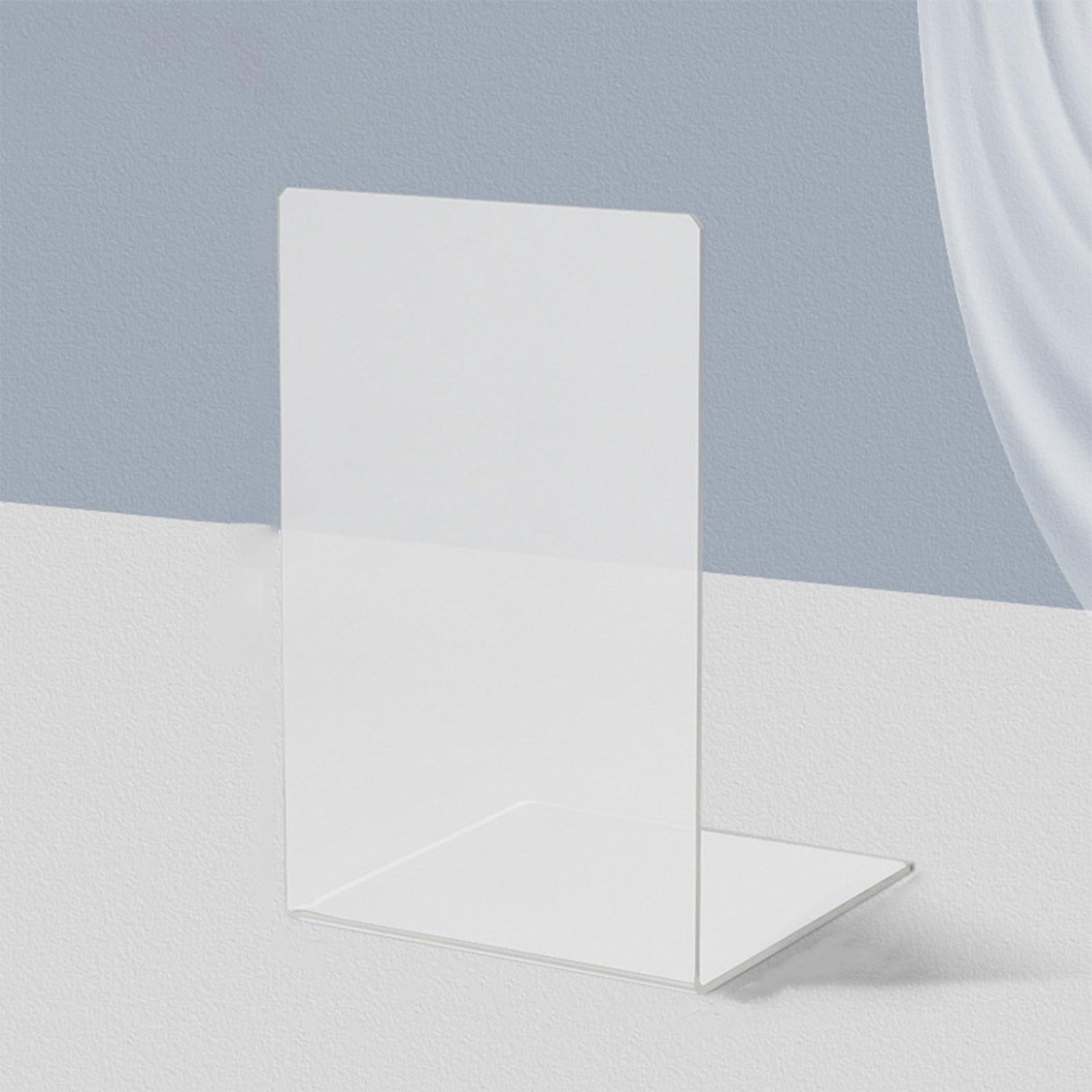 L-Shaped Bookends Desktop Organizer Sturdy for Shelves Books 12x12x19cm Frosted