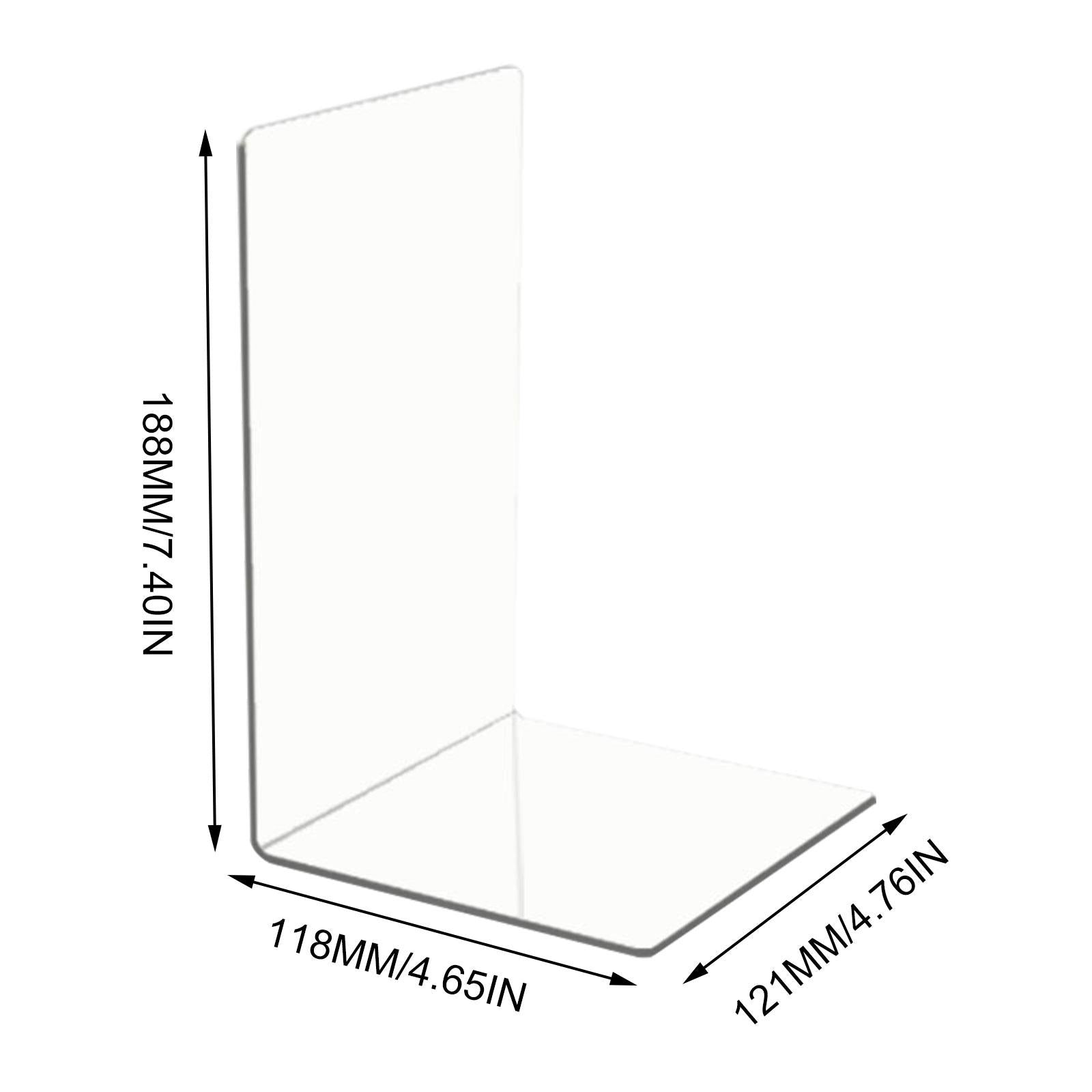L-Shaped Bookends Desktop Organizer Sturdy for Shelves Books 12x12x19cm Frosted