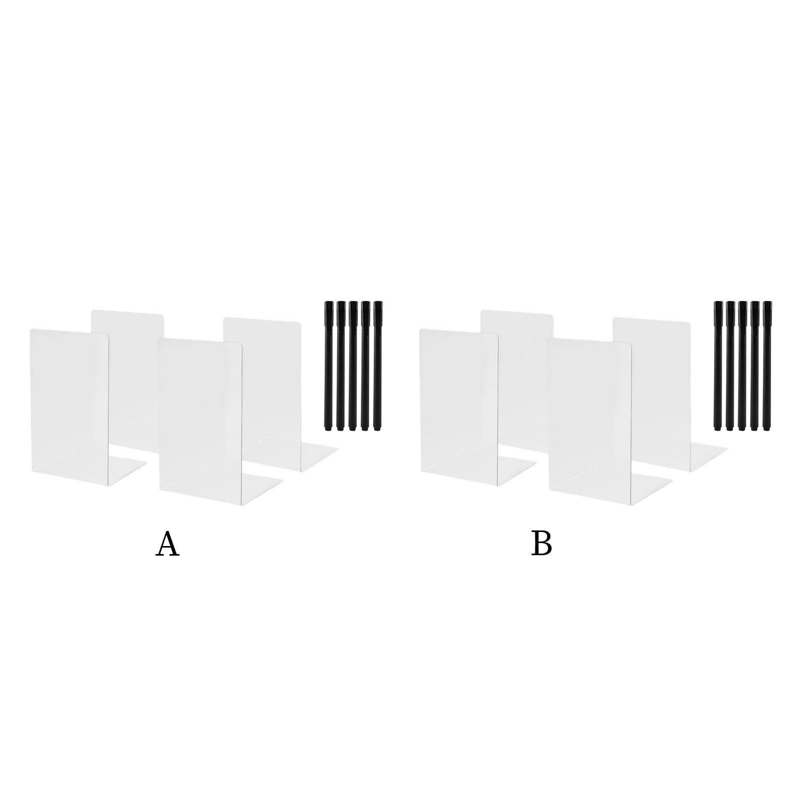 4Pcs Bookends for Shelves Book Divider Heavy Duty Book Ends for School Transparent