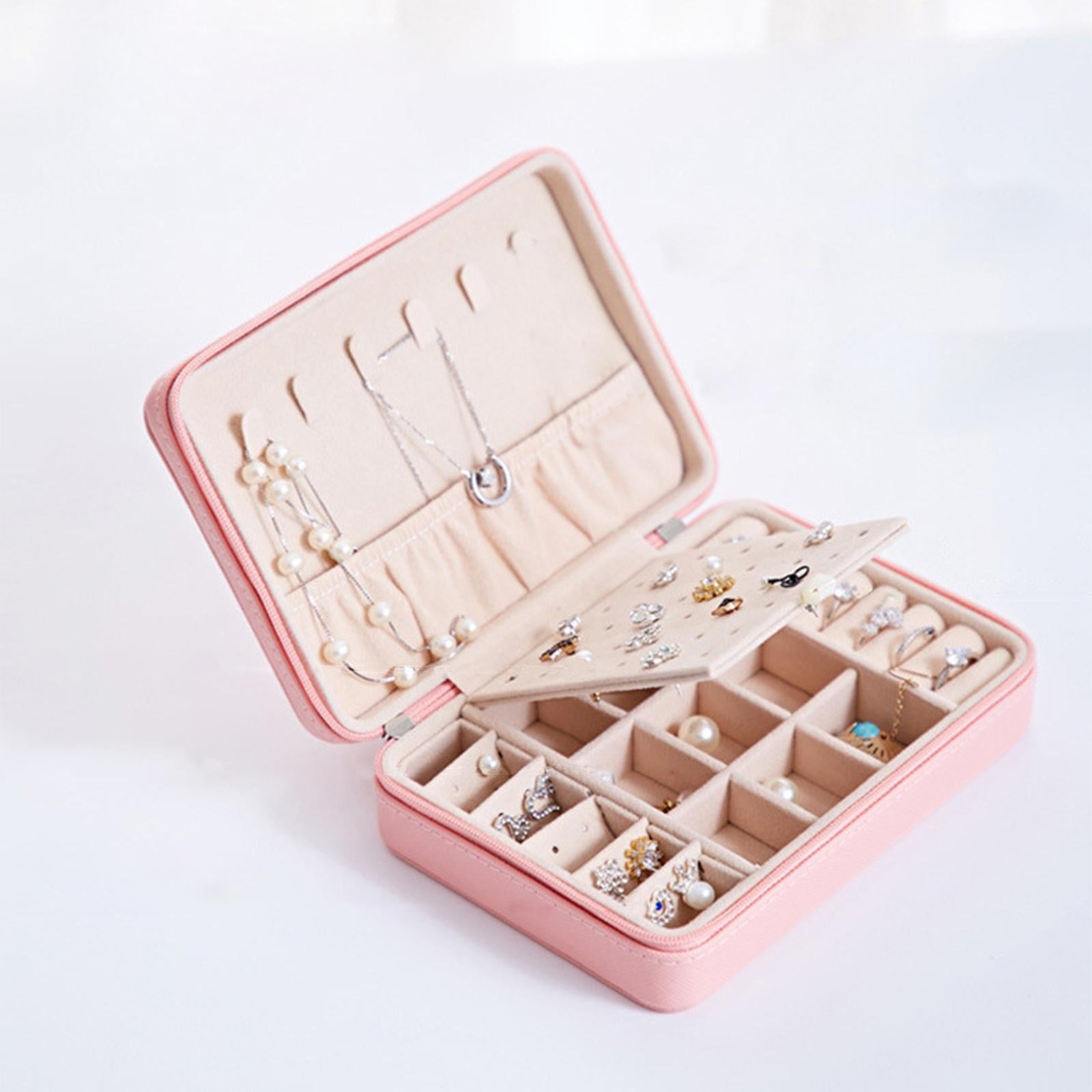 Portable Jewelry Storage Case Earrings Jewelry Organizer for Women Pink
