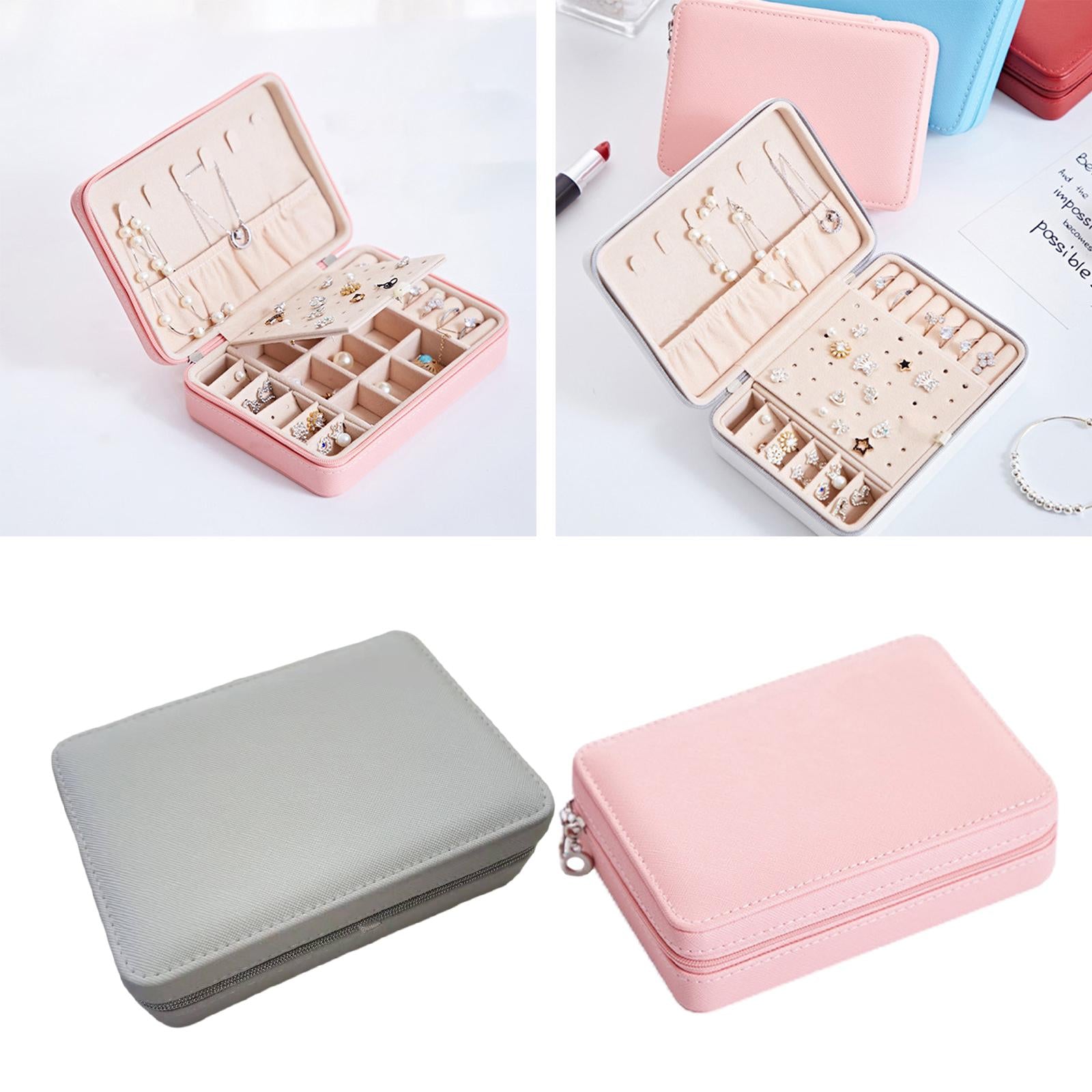 Portable Jewelry Storage Case Earrings Jewelry Organizer for Women Pink
