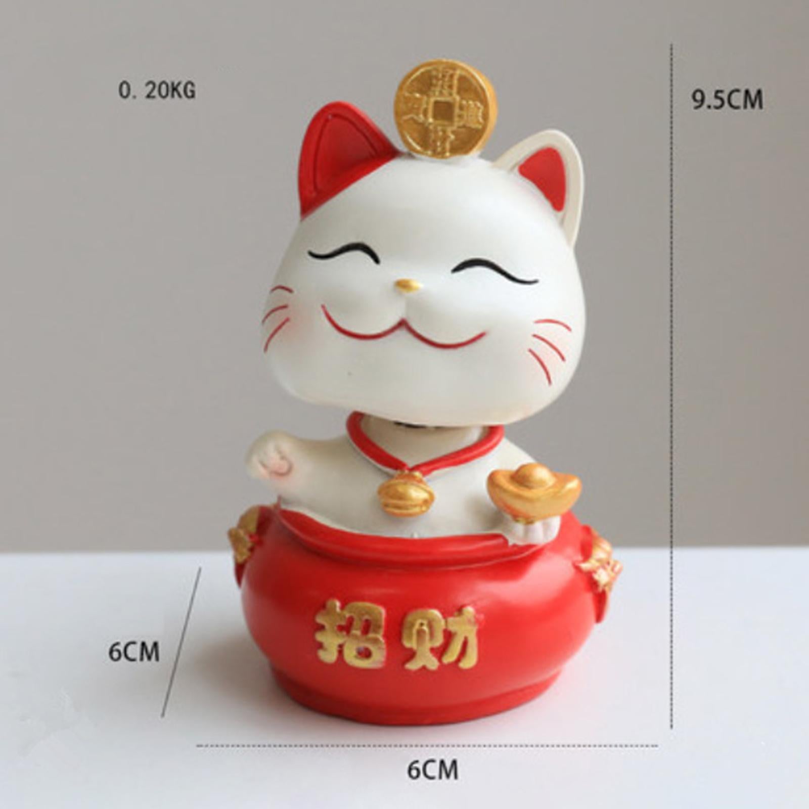 Funny Solar Chubby Lucky Cat Bobble Head Doll for Car Dashboard Decoration