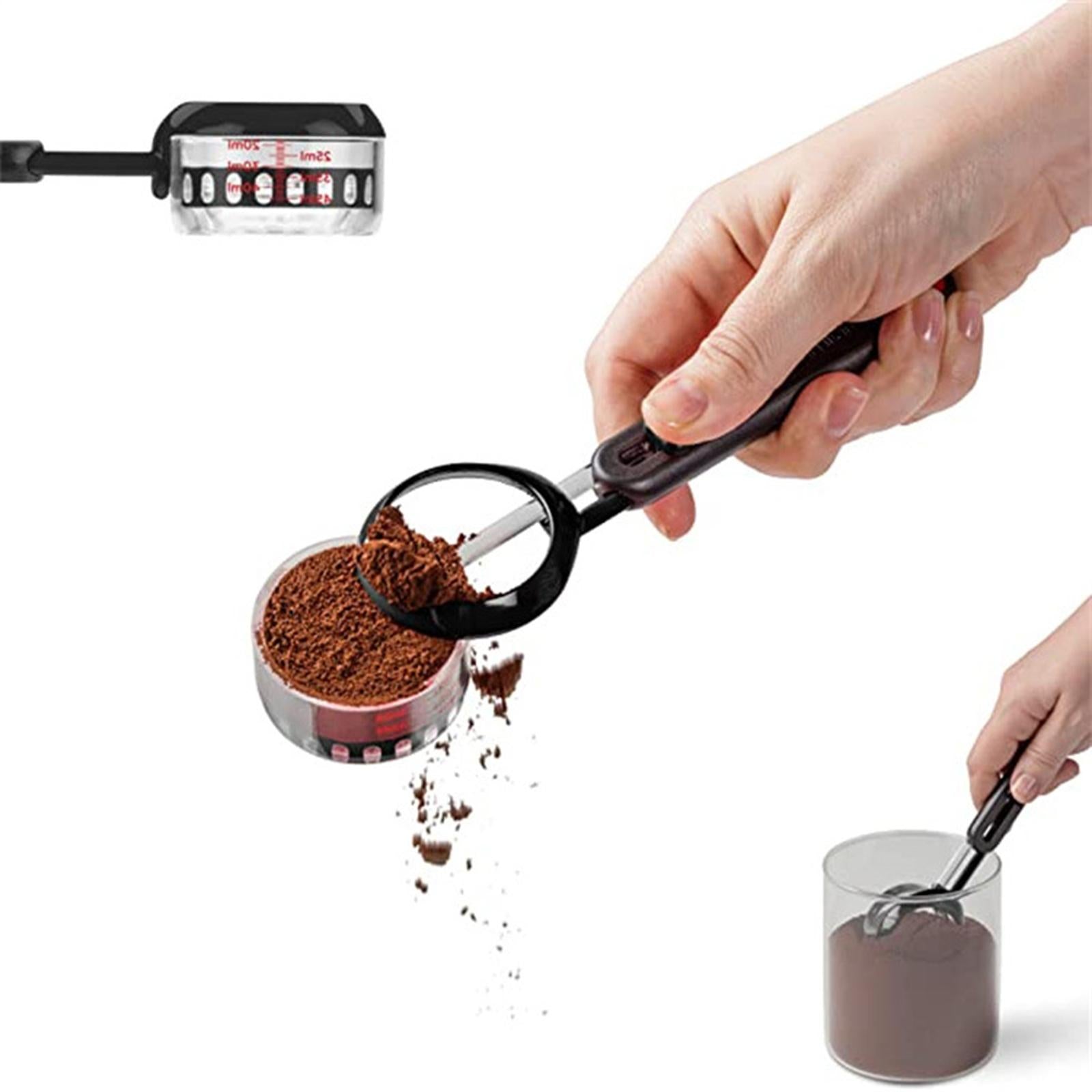 Multipurpose Adjustable Measuring Spoon with Scale for Cooking Baking Tool Black