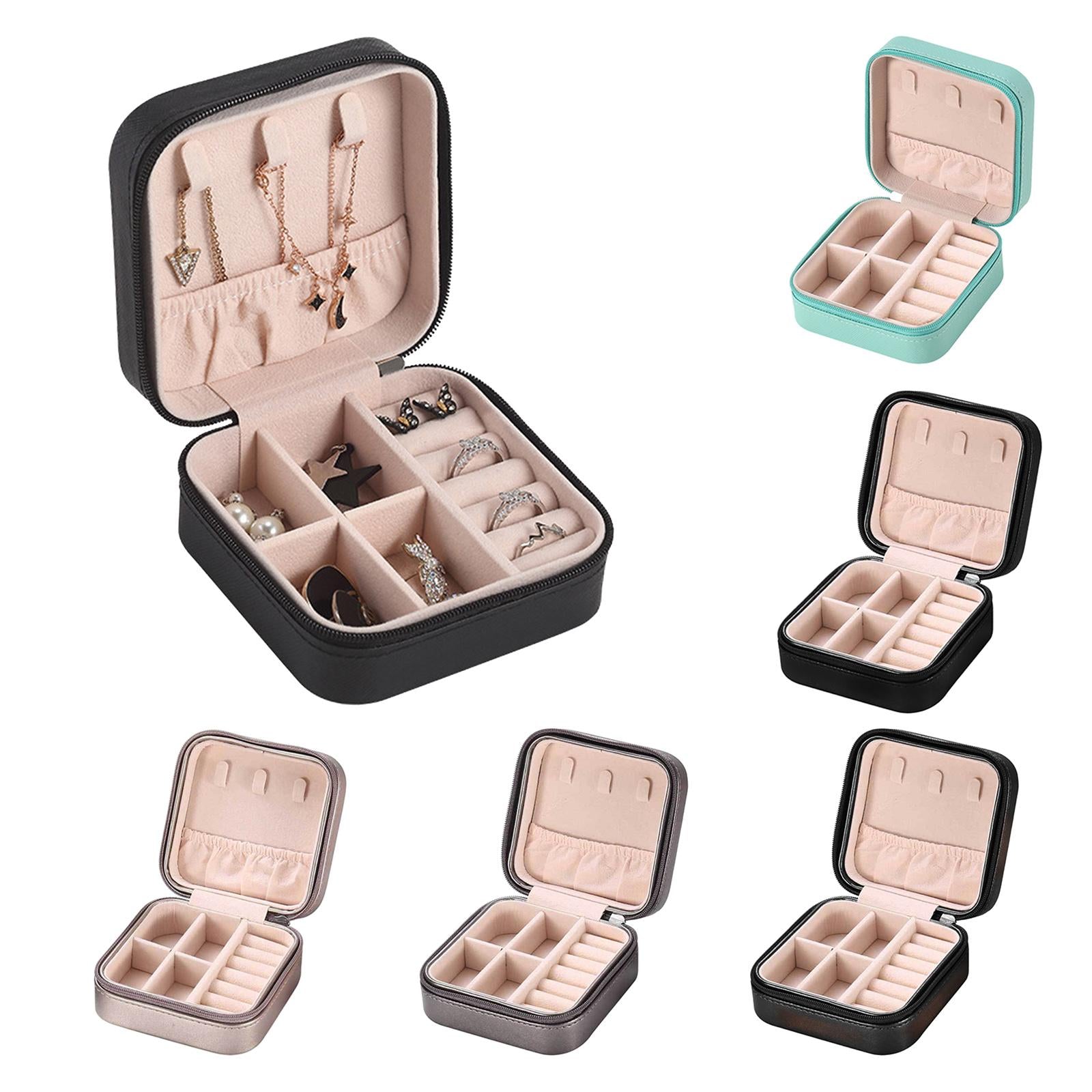 Small Travel Jewelry Organizer Compartment Leather Waterproof for Gift Blue