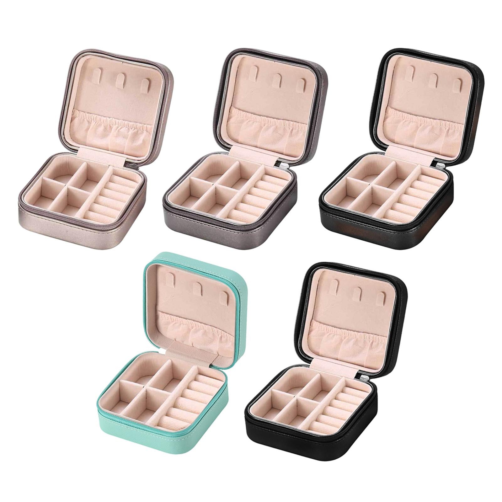 Small Travel Jewelry Organizer Compartment Leather Waterproof for Gift Blue