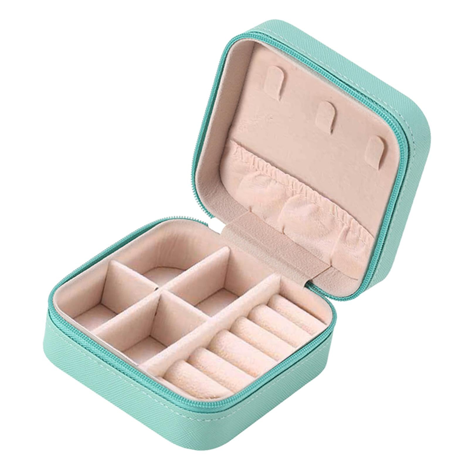 Small Travel Jewelry Organizer Compartment Leather Waterproof for Gift Blue