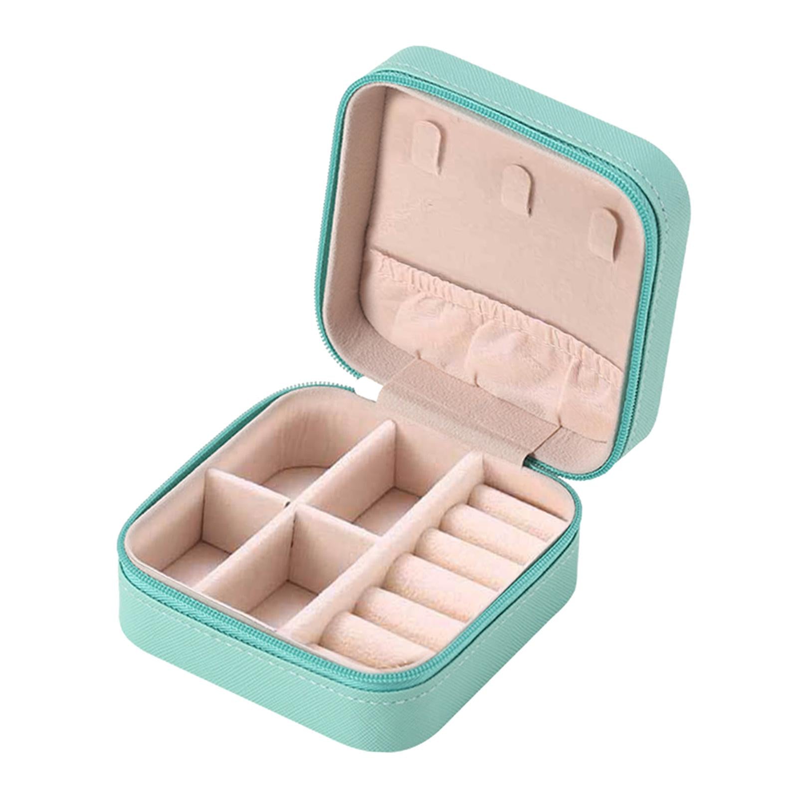 Small Travel Jewelry Organizer Compartment Leather Waterproof for Gift Blue