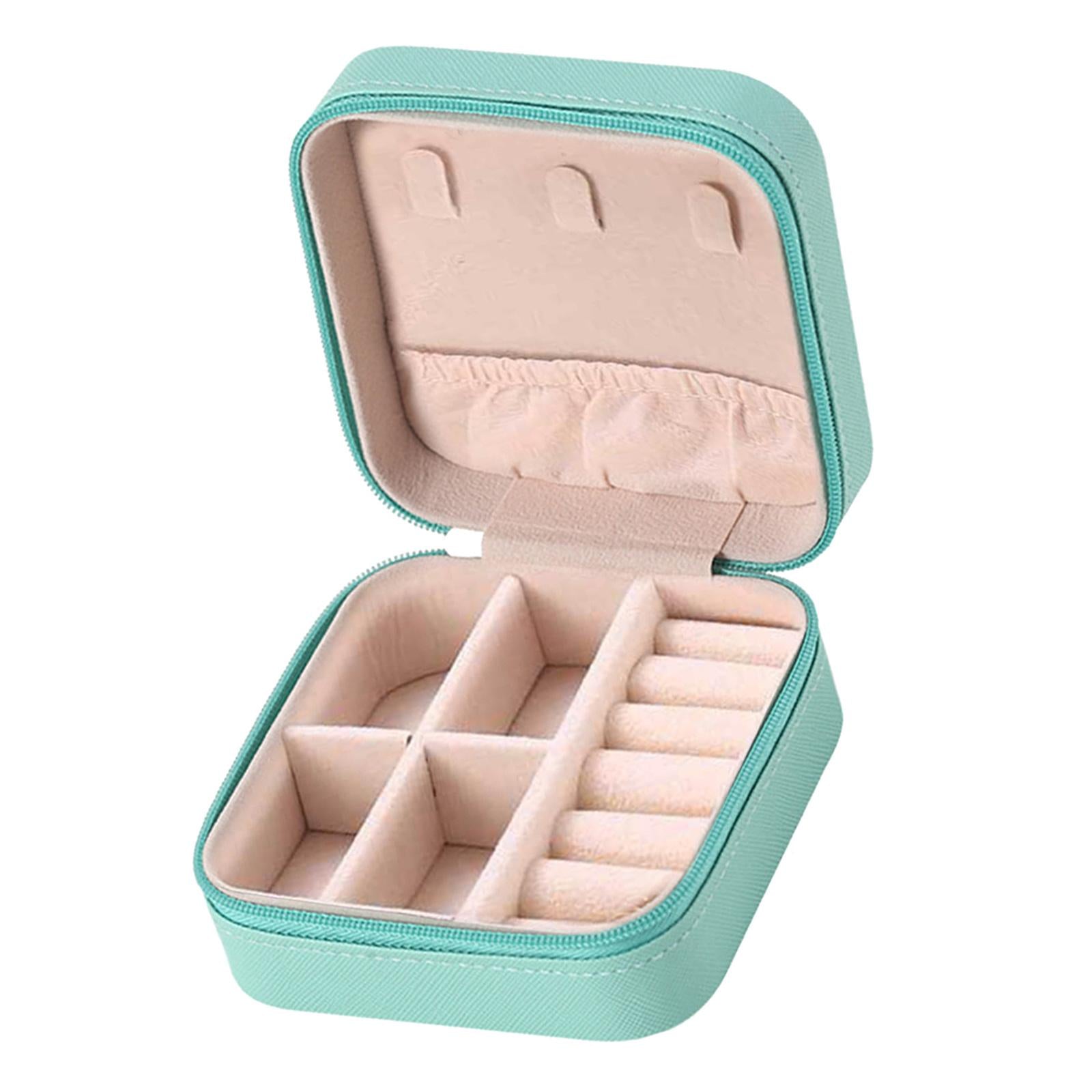 Small Travel Jewelry Organizer Compartment Leather Waterproof for Gift Blue